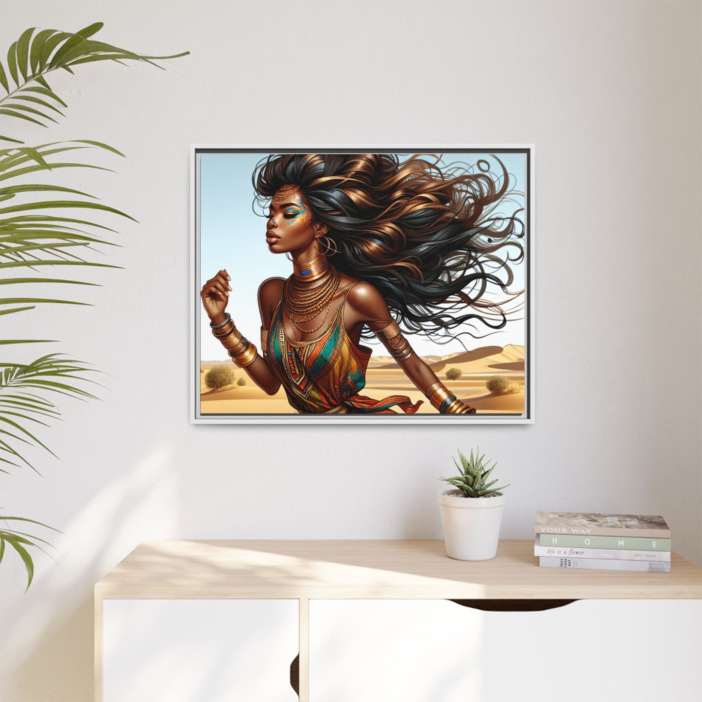 Framed Matte Canvas Art Print - Bohemian Elegance for Home Decor, African Woman Portrait, Gift for Art Lovers, Wall Decoration, [...]