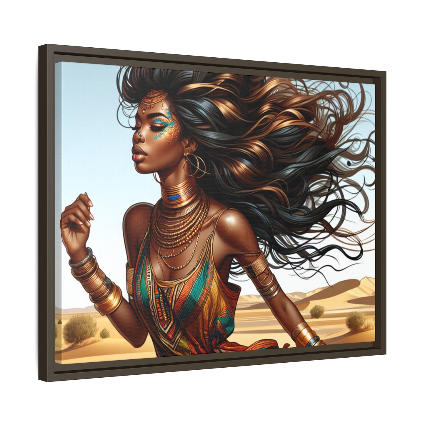 Framed Matte Canvas Art Print - Bohemian Elegance for Home Decor, African Woman Portrait, Gift for Art Lovers, Wall Decoration, [...]
