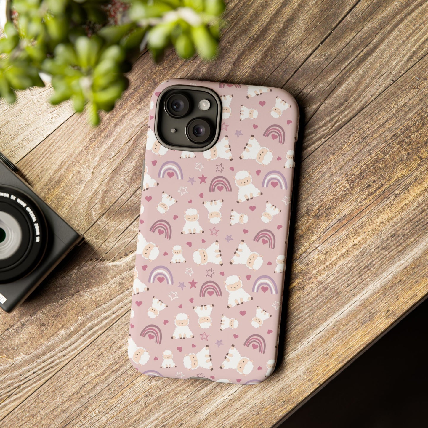 Cute Pastel Phone Case with Teddy Bears and Rainbows, Durable Phone Cover, Trendy Mobile Accessory, Gifts for Her, Birthday Must-Have