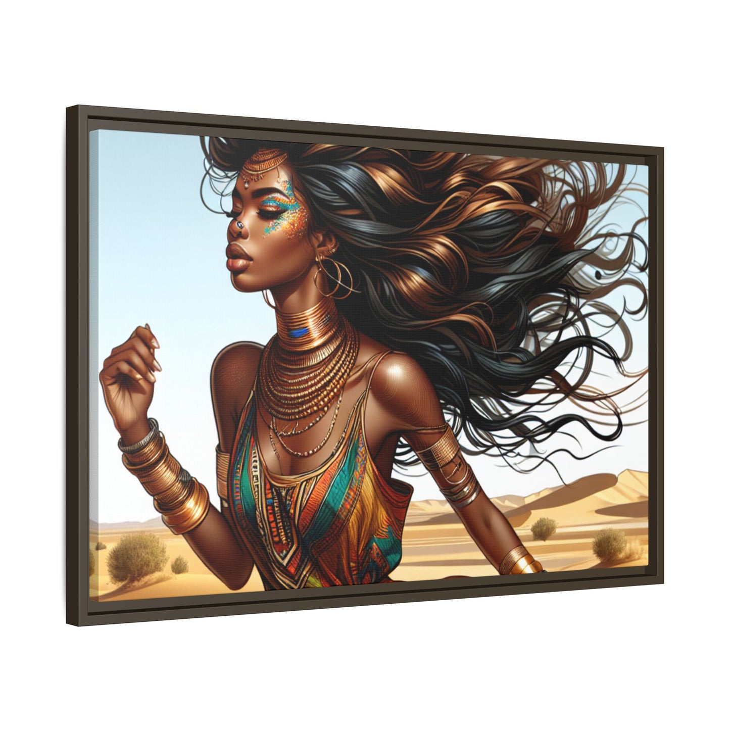 Framed Matte Canvas Art Print - Bohemian Elegance for Home Decor, African Woman Portrait, Gift for Art Lovers, Wall Decoration, [...]