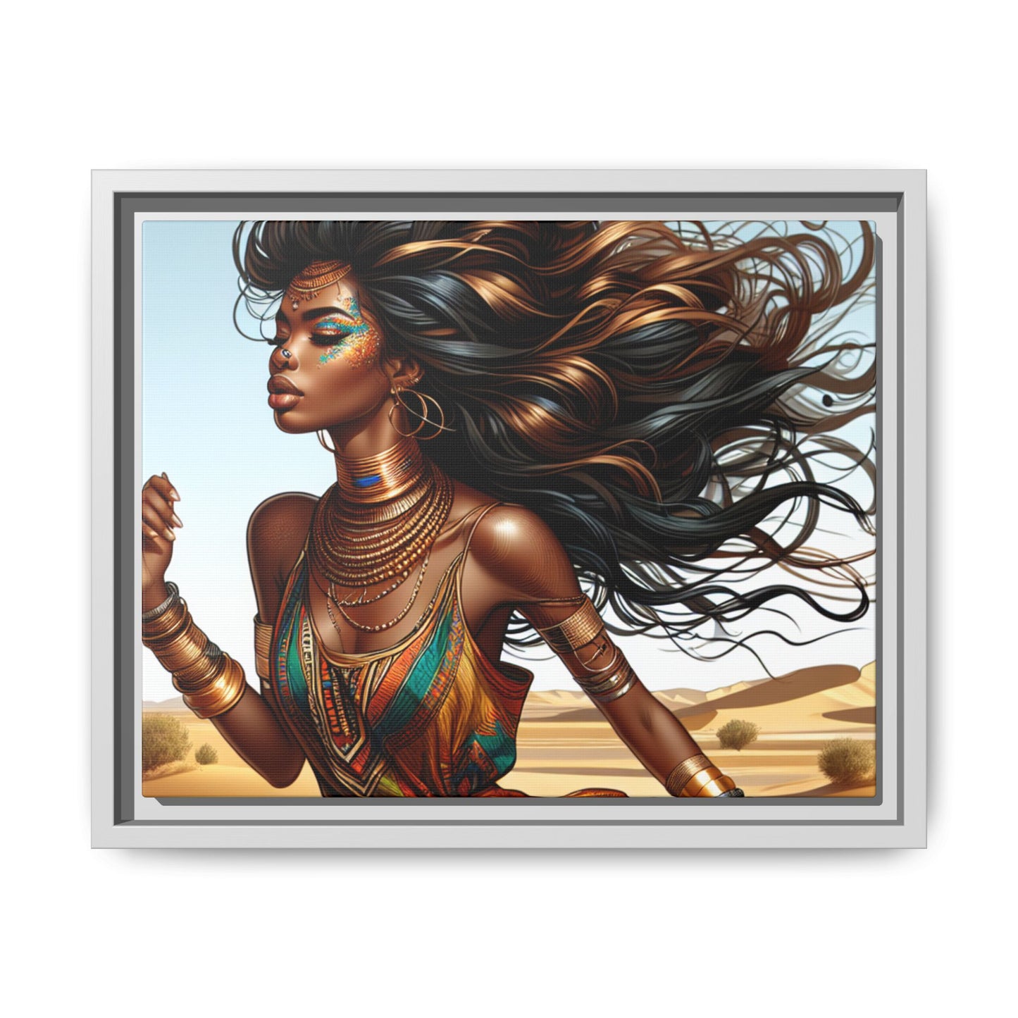 Framed Matte Canvas Art Print - Bohemian Elegance for Home Decor, African Woman Portrait, Gift for Art Lovers, Wall Decoration, [...]