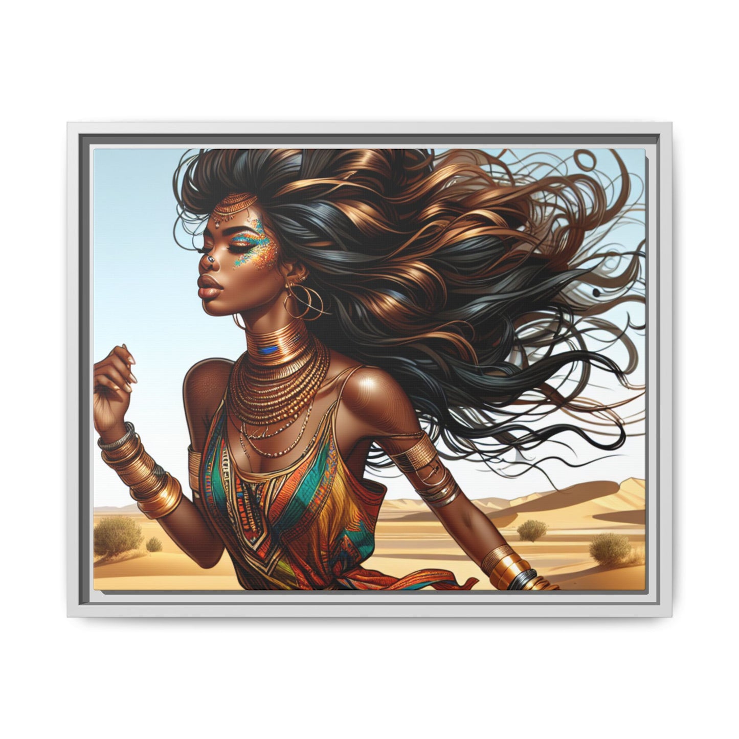 Framed Matte Canvas Art Print - Bohemian Elegance for Home Decor, African Woman Portrait, Gift for Art Lovers, Wall Decoration, [...]