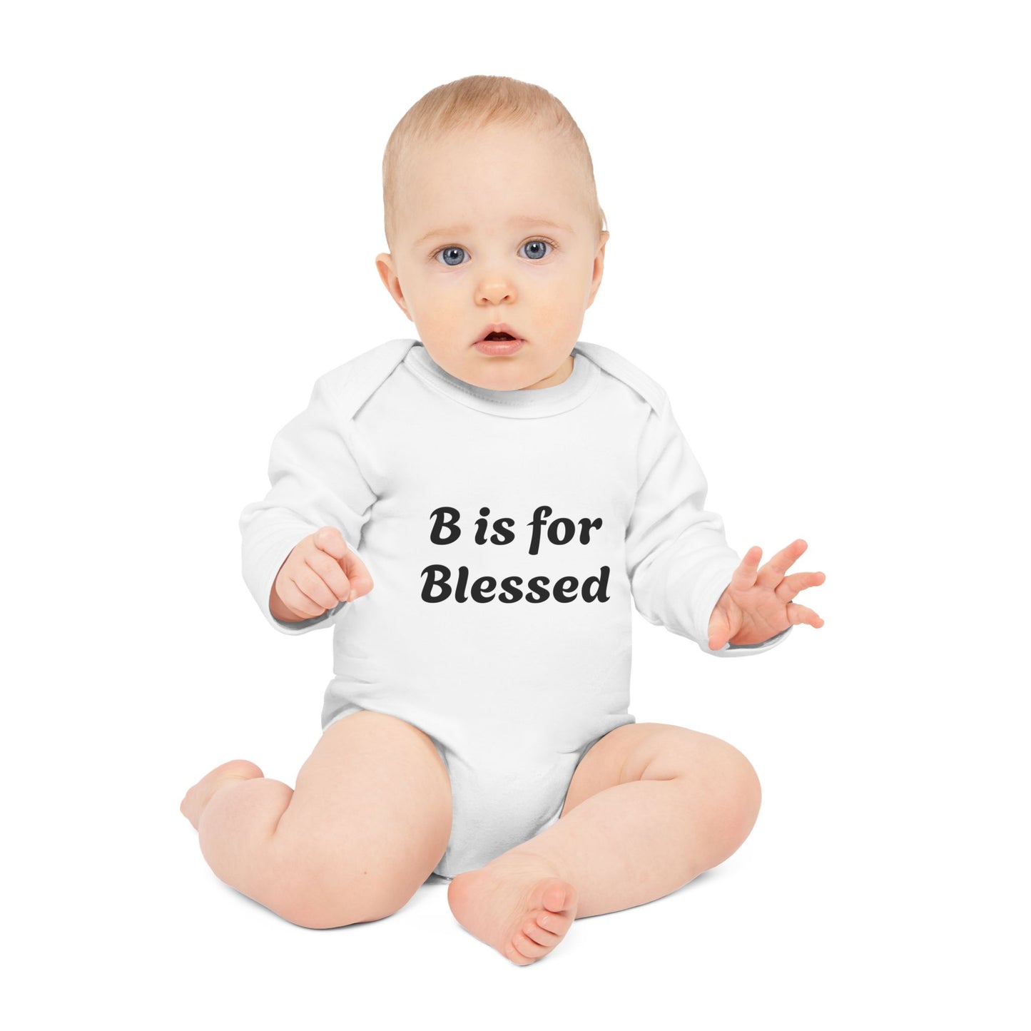 Blessed Baby Long-Sleeve Organic Bodysuit | Newborn Gift, Baby Shower, Infant Wear, Eco-Friendly Clothing, Christening Outfit