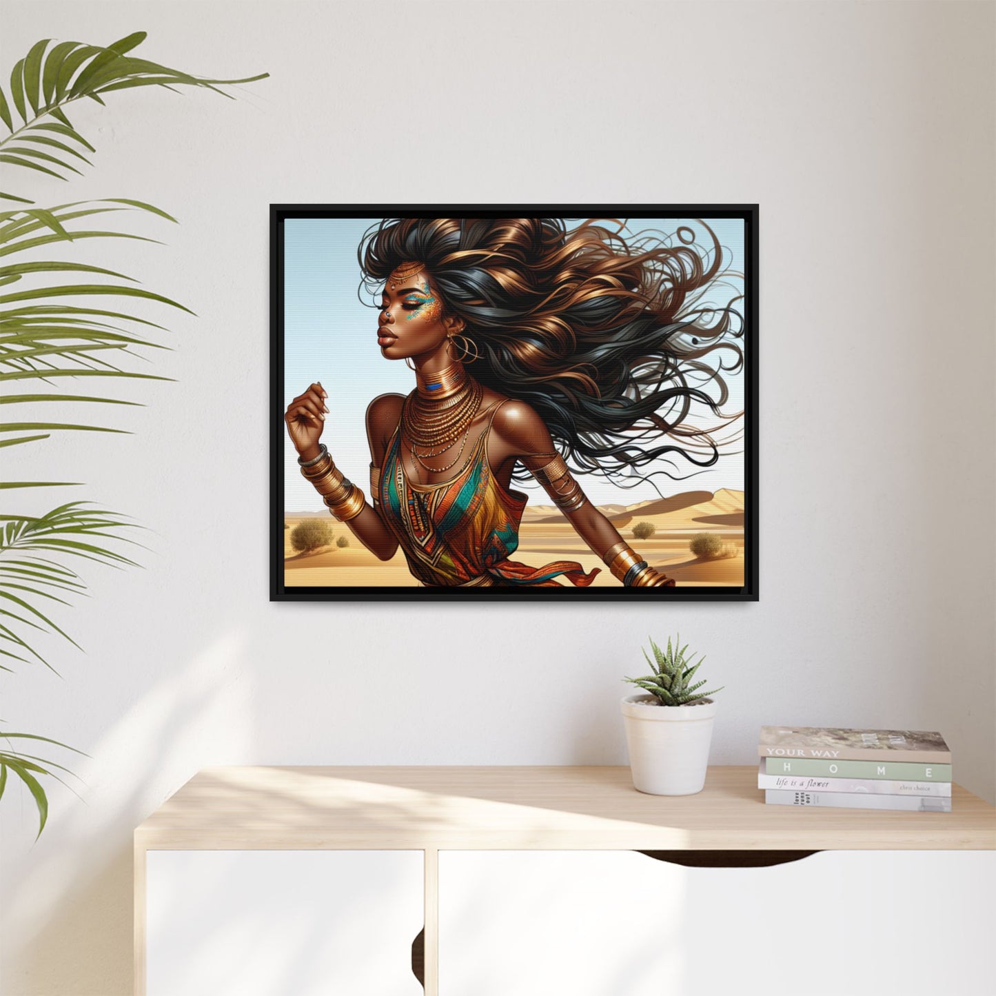 Framed Matte Canvas Art Print - Bohemian Elegance for Home Decor, African Woman Portrait, Gift for Art Lovers, Wall Decoration, [...]