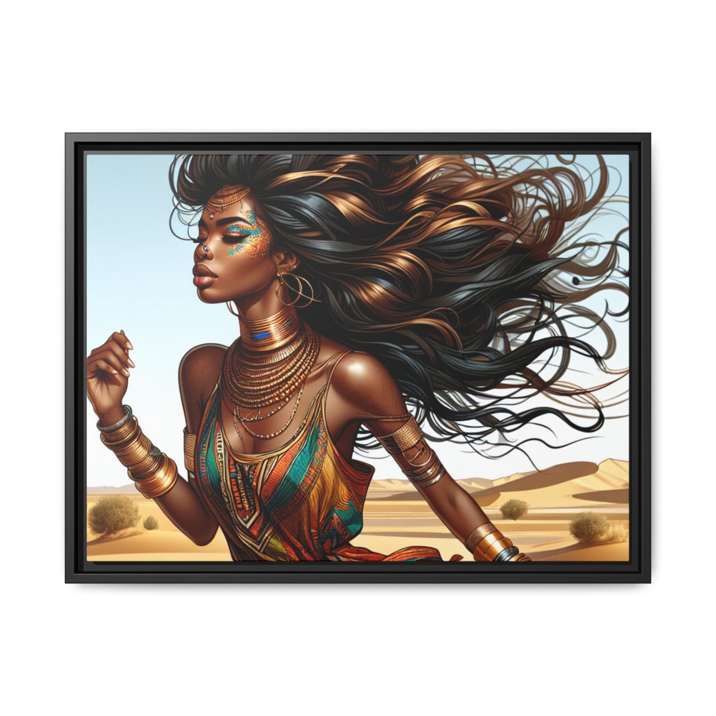 Framed Matte Canvas Art Print - Bohemian Elegance for Home Decor, African Woman Portrait, Gift for Art Lovers, Wall Decoration, [...]