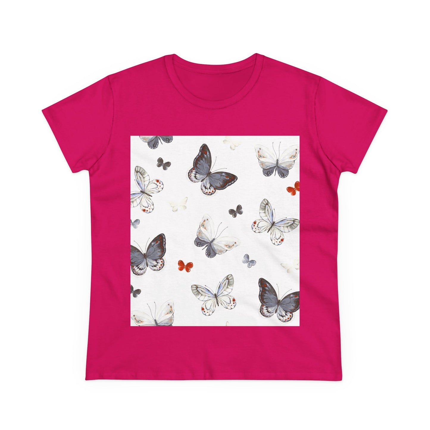 Butterfly Print Women's Cotton Tee, Casual Wear, Nature Lover Gift, Spring Fashion, Lightweight Top, Birthday Gift