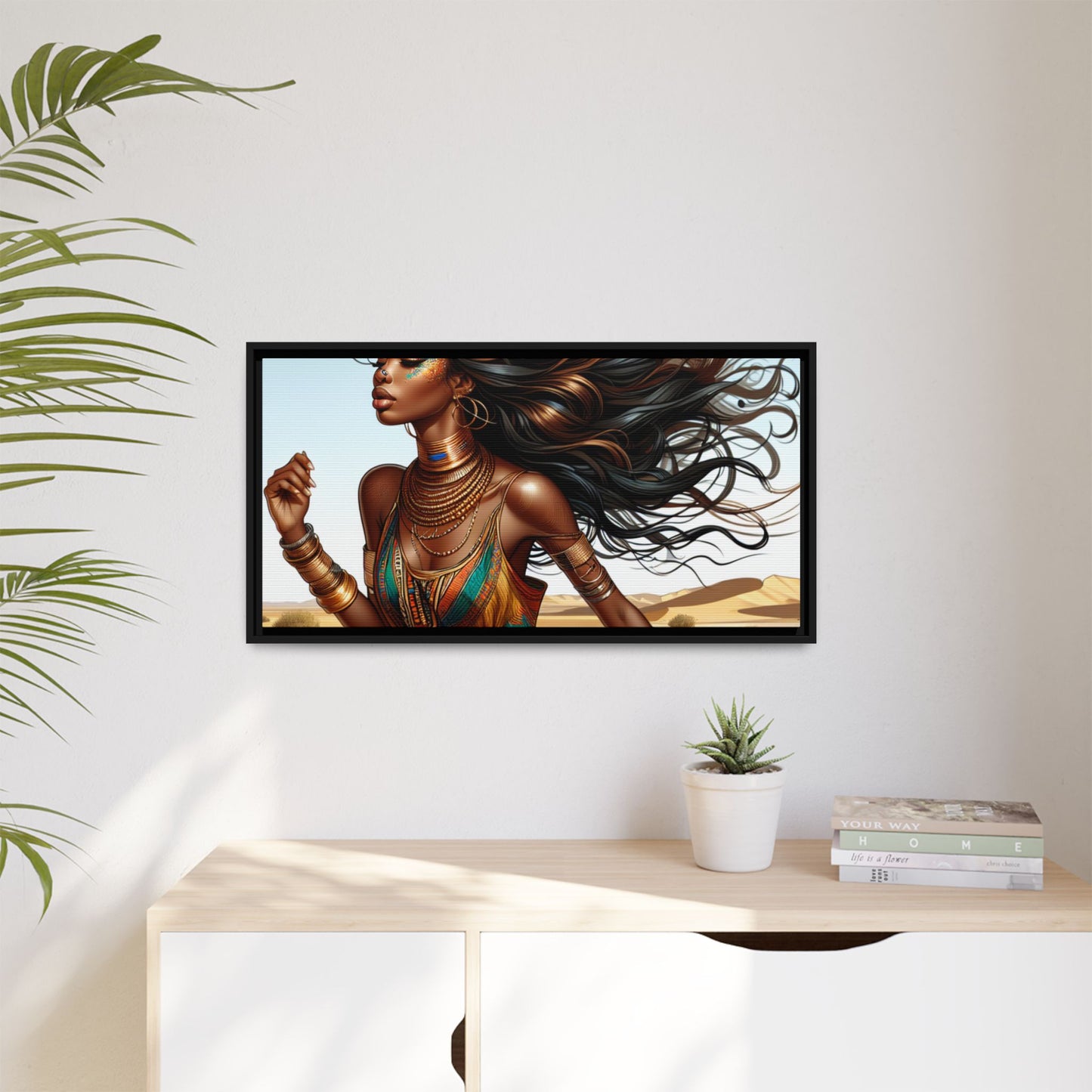 Framed Matte Canvas Art Print - Bohemian Elegance for Home Decor, African Woman Portrait, Gift for Art Lovers, Wall Decoration, [...]