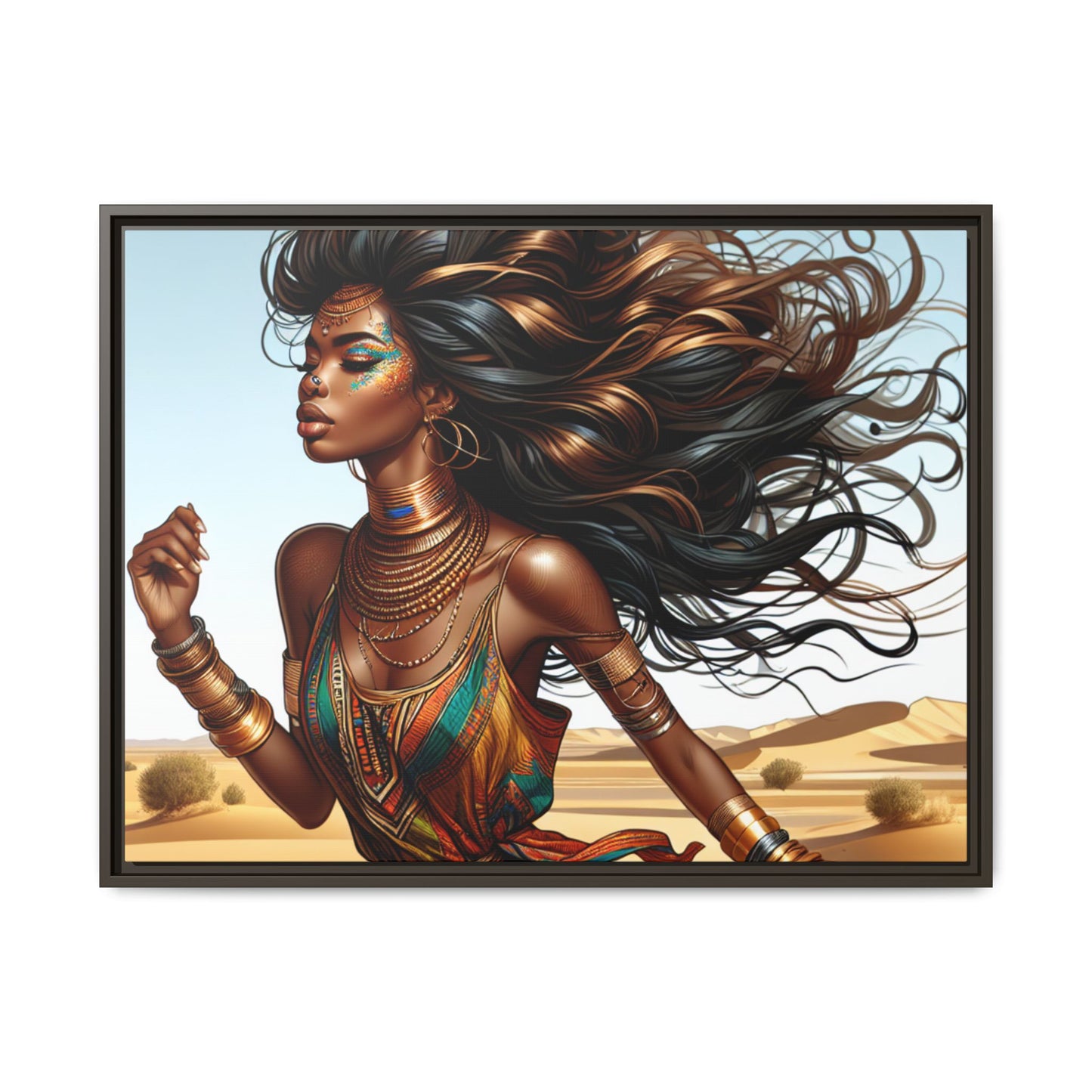 Framed Matte Canvas Art Print - Bohemian Elegance for Home Decor, African Woman Portrait, Gift for Art Lovers, Wall Decoration, [...]