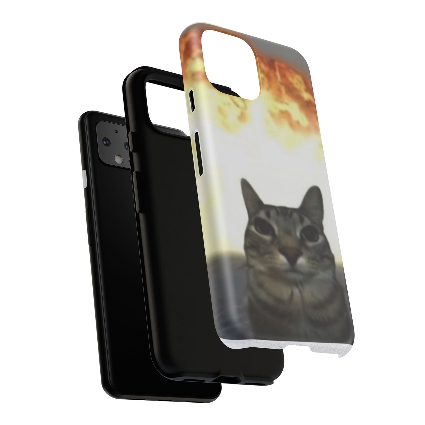 Cat-Themed Phone Case with Explosive Background, Tough Cases for Pet Lovers, Unique Gift for Cat Owners, Funny Animal Accessories, [...]