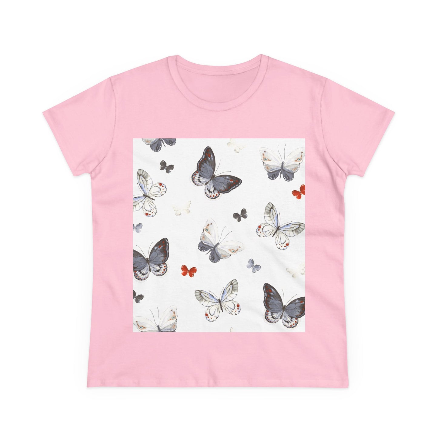 Butterfly Print Women's Cotton Tee, Casual Wear, Nature Lover Gift, Spring Fashion, Lightweight Top, Birthday Gift