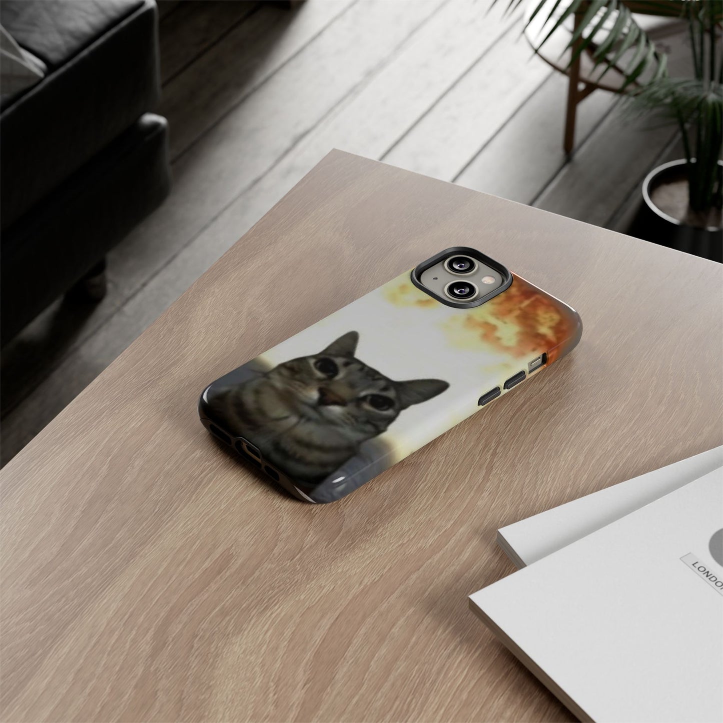 Cat-Themed Phone Case with Explosive Background, Tough Cases for Pet Lovers, Unique Gift for Cat Owners, Funny Animal Accessories, [...]