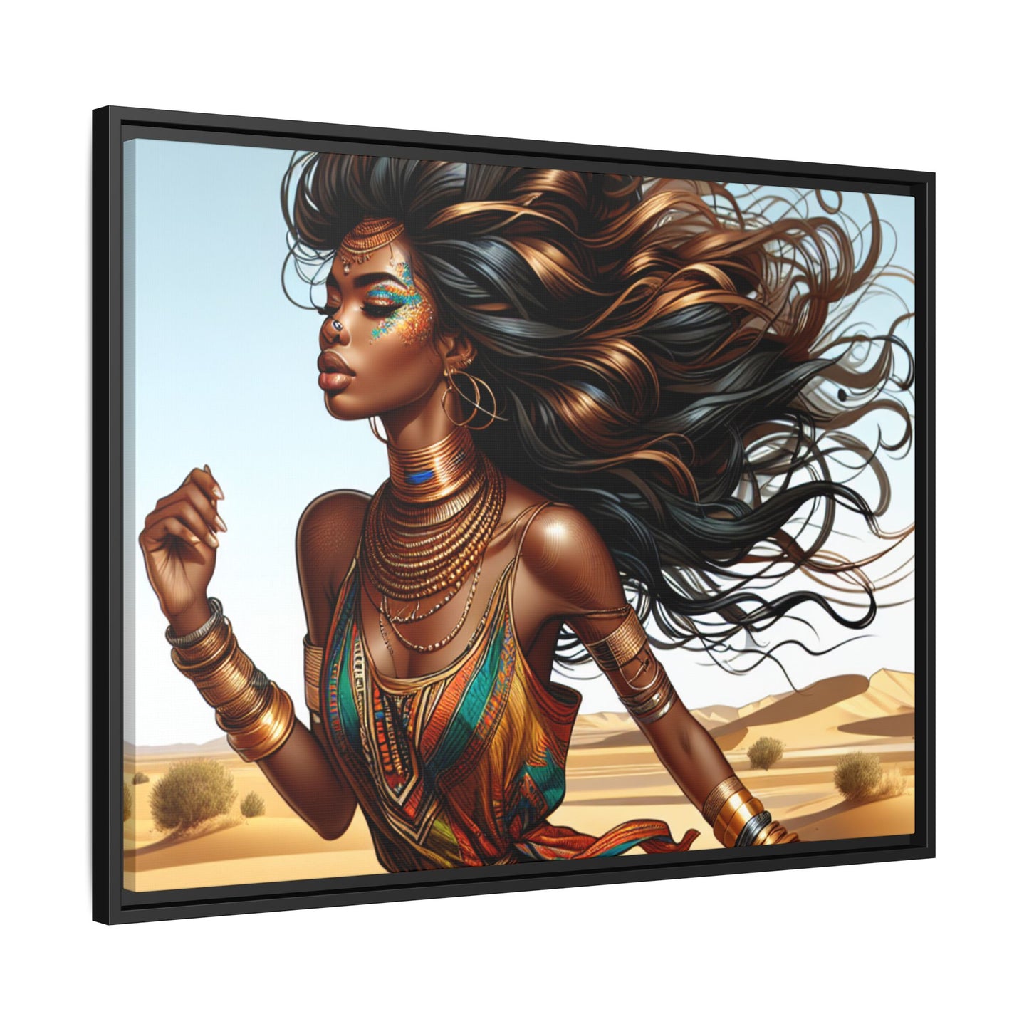 Framed Matte Canvas Art Print - Bohemian Elegance for Home Decor, African Woman Portrait, Gift for Art Lovers, Wall Decoration, [...]