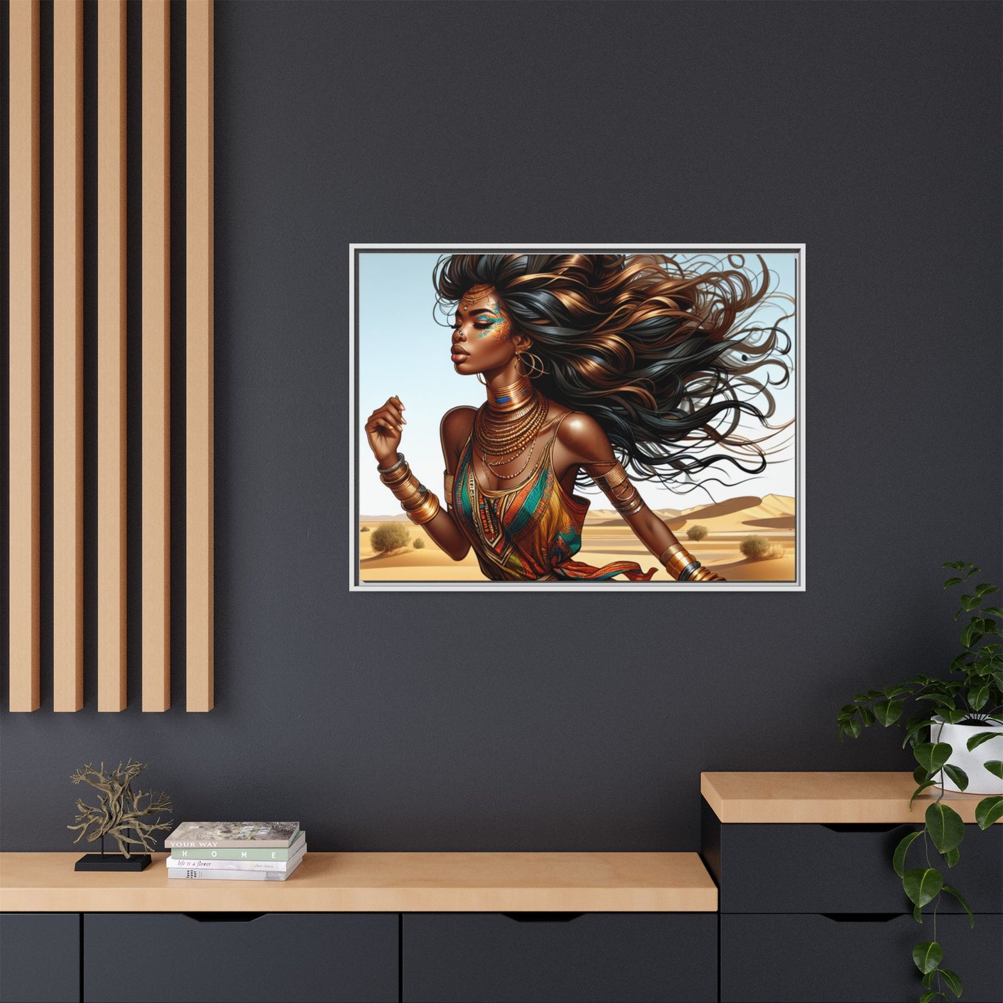 Framed Matte Canvas Art Print - Bohemian Elegance for Home Decor, African Woman Portrait, Gift for Art Lovers, Wall Decoration, [...]