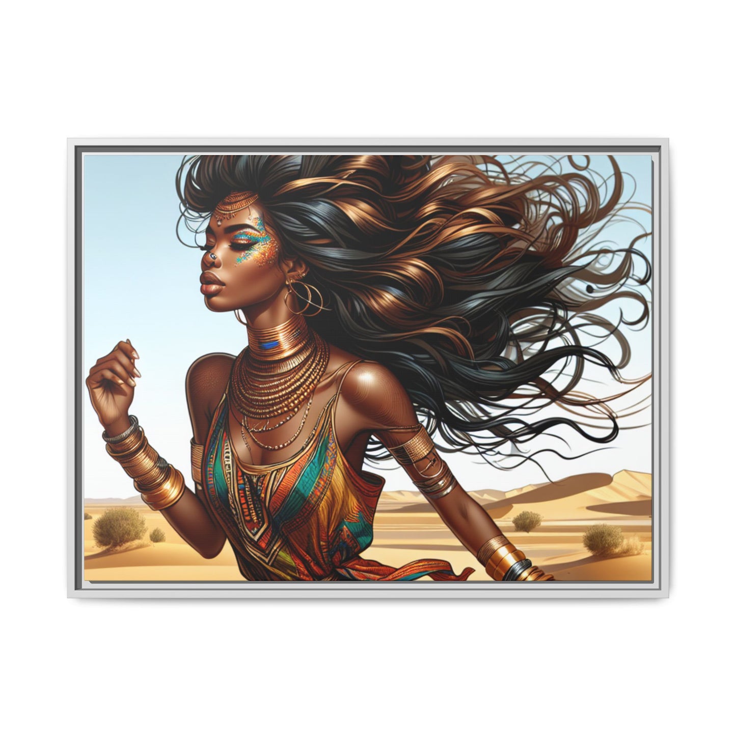 Framed Matte Canvas Art Print - Bohemian Elegance for Home Decor, African Woman Portrait, Gift for Art Lovers, Wall Decoration, [...]