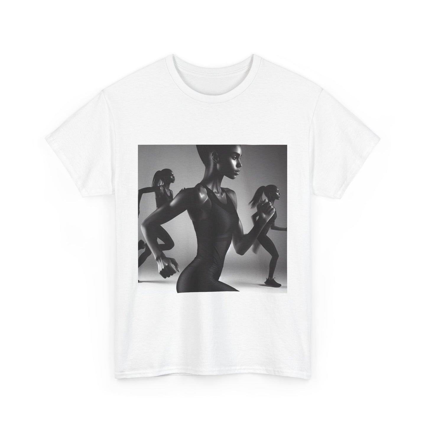Stylish Unisex Cotton Tee with Bold Black Figure Design, Casual Wear, Fitness Apparel, Art-Inspired Gift, Streetwear Essential