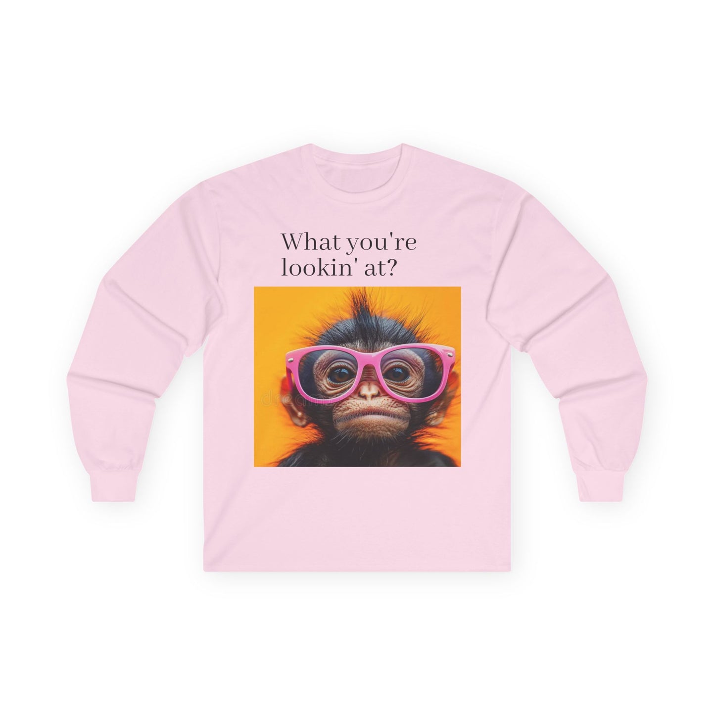 Cute Monkey Graphic Long Sleeve Tee, Funny Gift for Animal Lovers, Casual Wear, Gift for Birthdays, Special Occasions