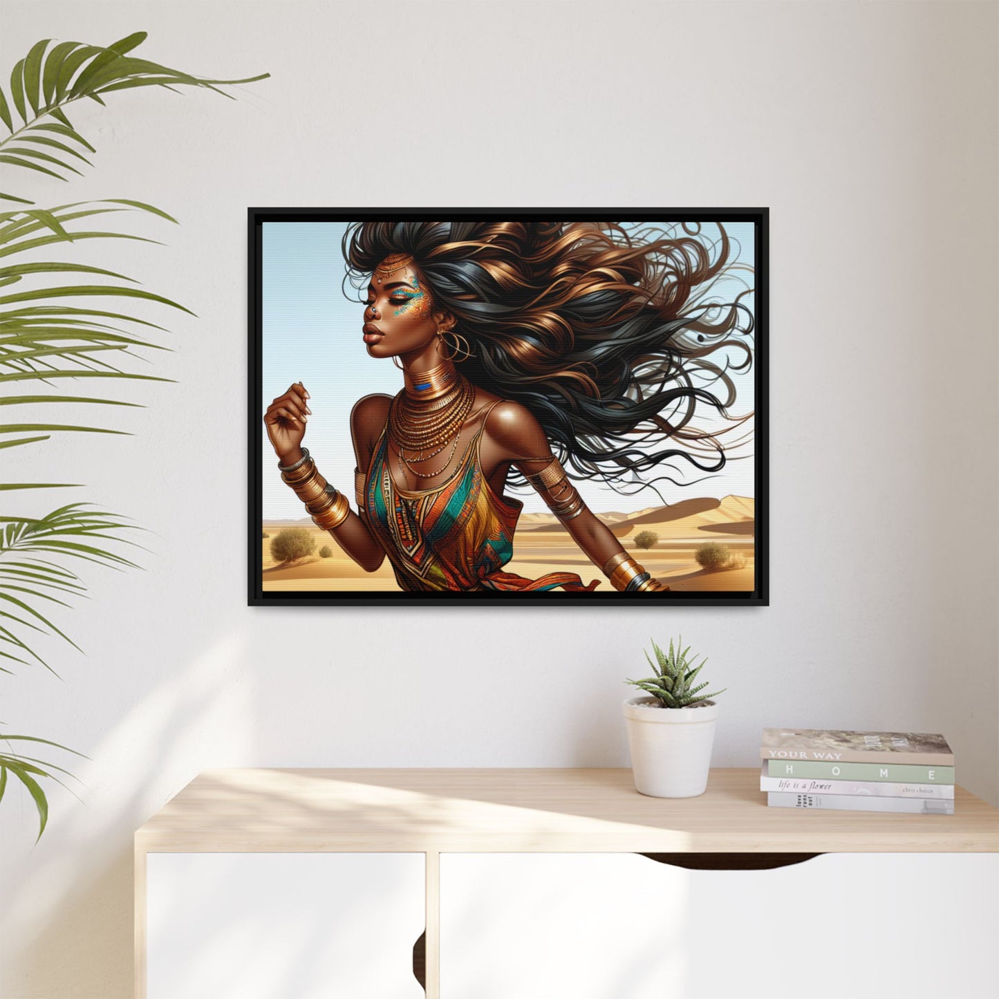 Framed Matte Canvas Art Print - Bohemian Elegance for Home Decor, African Woman Portrait, Gift for Art Lovers, Wall Decoration, [...]