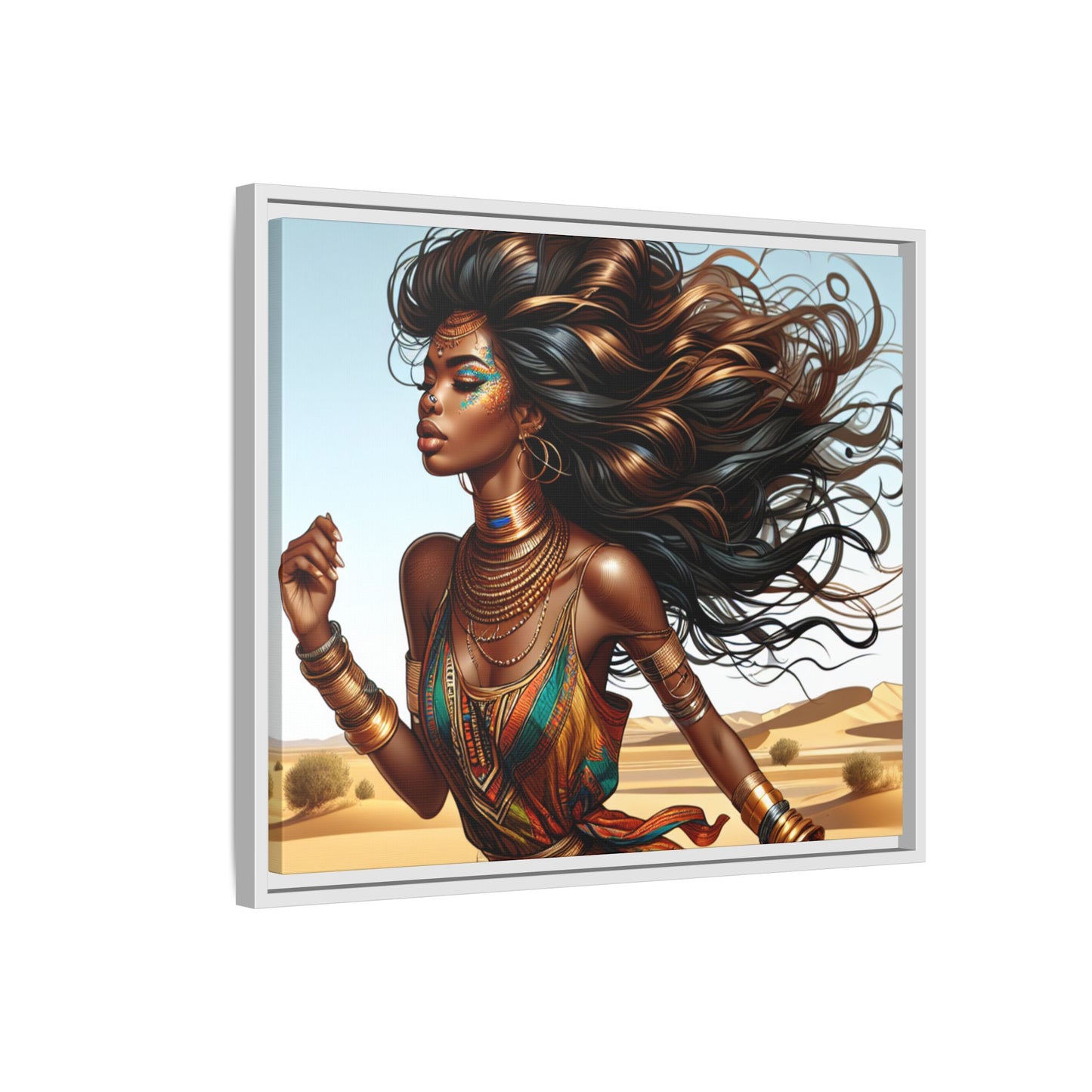 Framed Matte Canvas Art Print - Bohemian Elegance for Home Decor, African Woman Portrait, Gift for Art Lovers, Wall Decoration, [...]