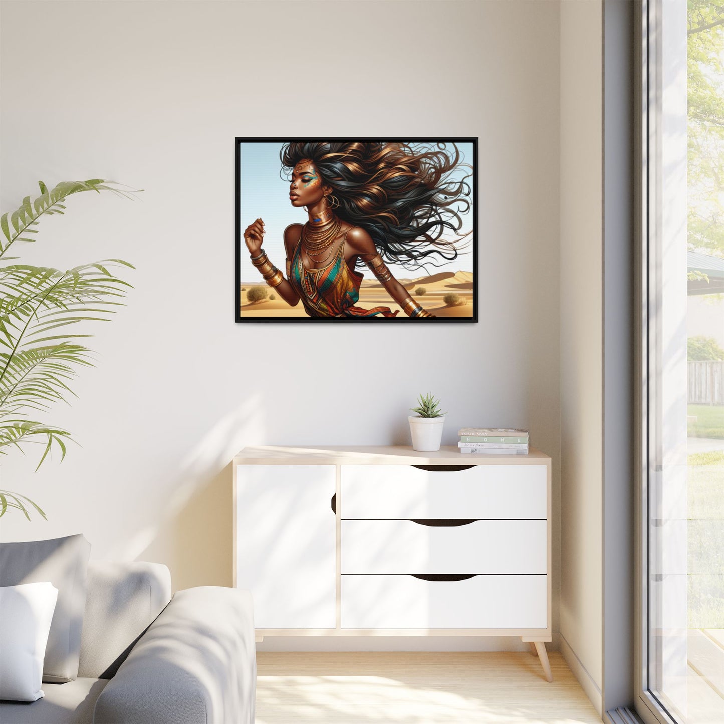 Framed Matte Canvas Art Print - Bohemian Elegance for Home Decor, African Woman Portrait, Gift for Art Lovers, Wall Decoration, [...]