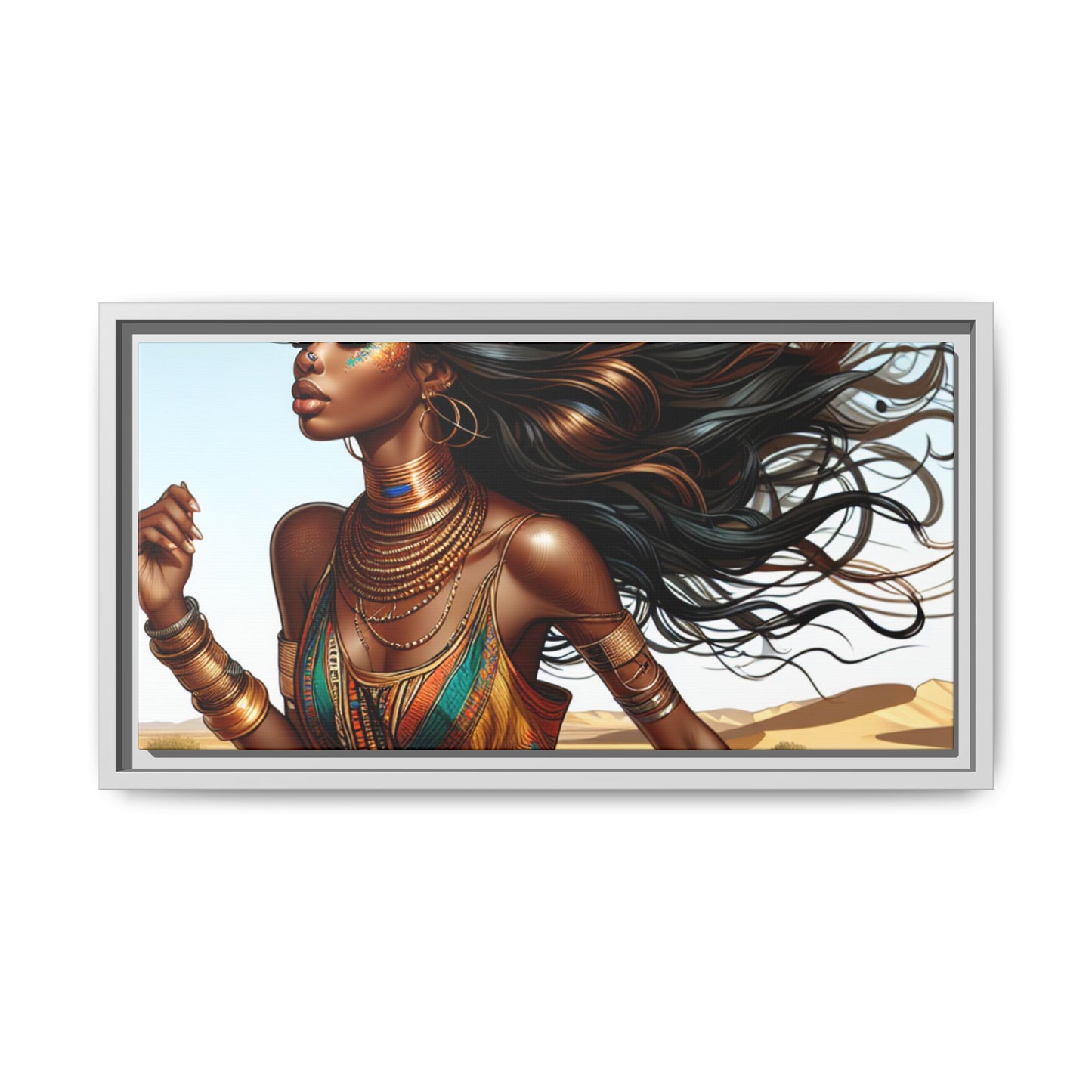 Framed Matte Canvas Art Print - Bohemian Elegance for Home Decor, African Woman Portrait, Gift for Art Lovers, Wall Decoration, [...]