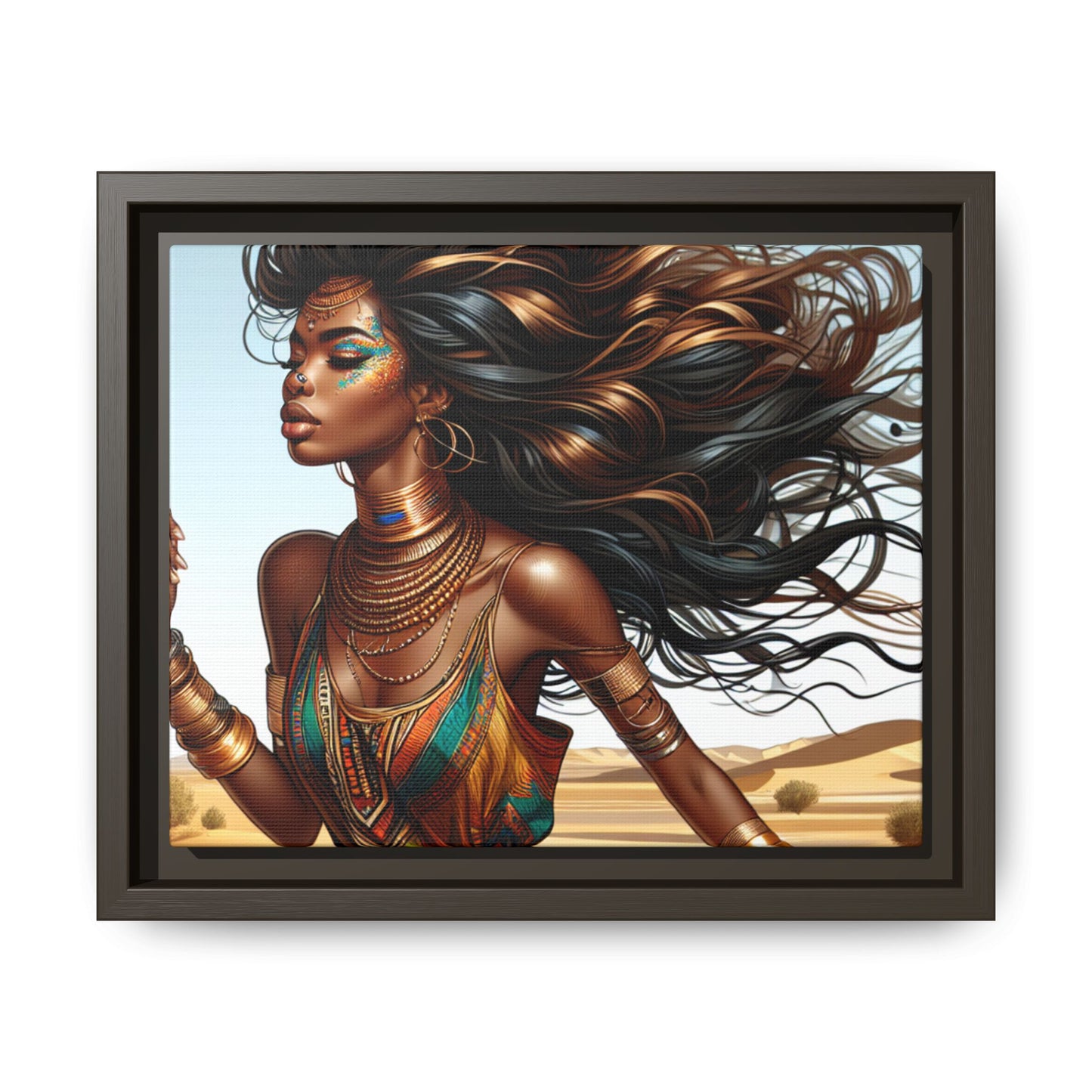 Framed Matte Canvas Art Print - Bohemian Elegance for Home Decor, African Woman Portrait, Gift for Art Lovers, Wall Decoration, [...]