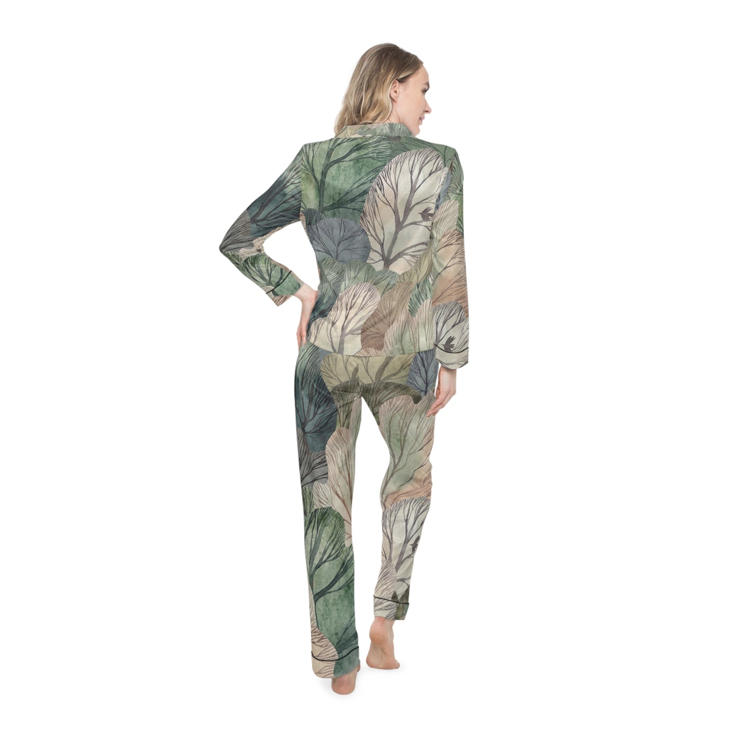 Eco-Friendly Women's Satin Pajamas, Luxurious Loungewear Set, Floral Satin PJs, Relaxation Outfit, Gift for Her, Sleepwear Set