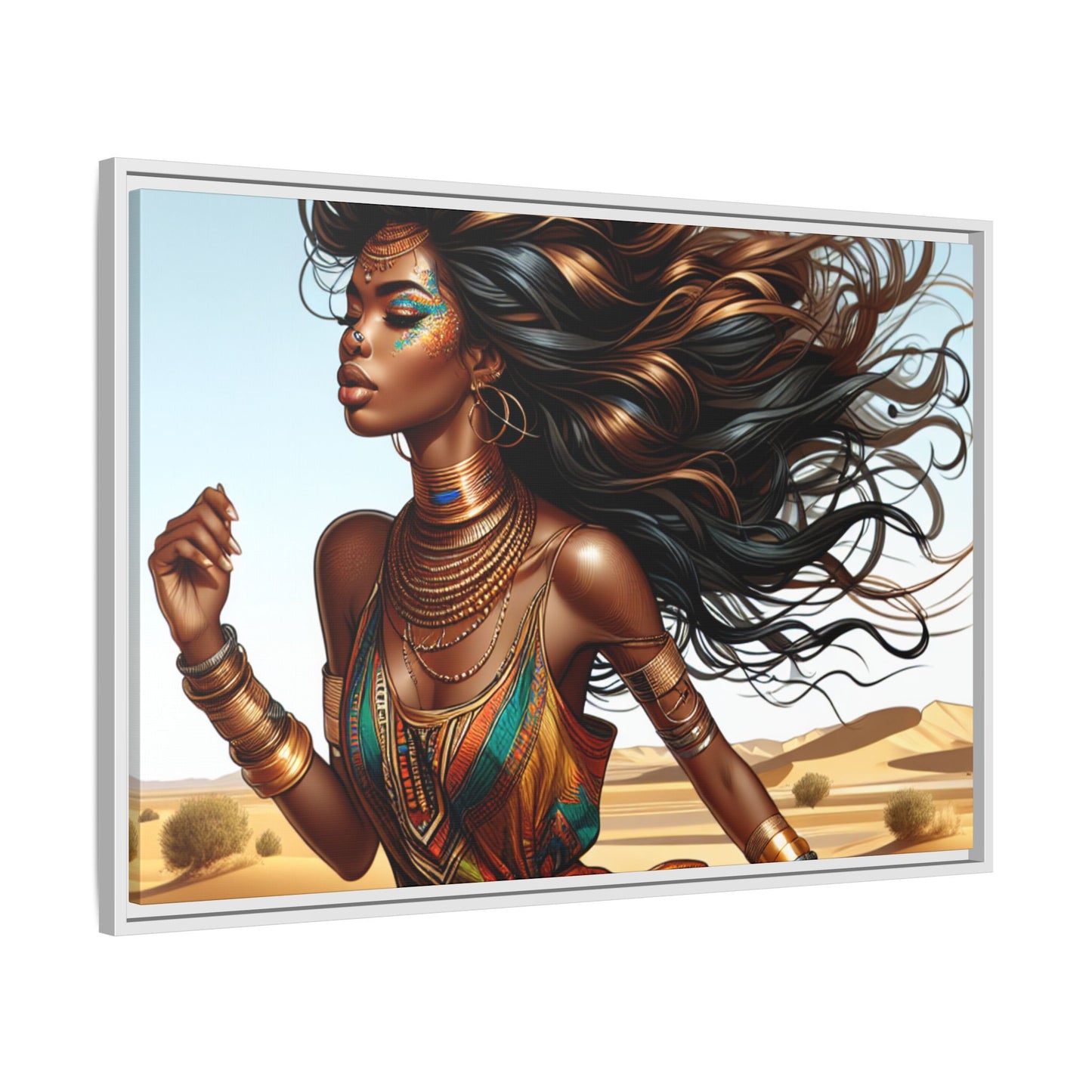 Framed Matte Canvas Art Print - Bohemian Elegance for Home Decor, African Woman Portrait, Gift for Art Lovers, Wall Decoration, [...]