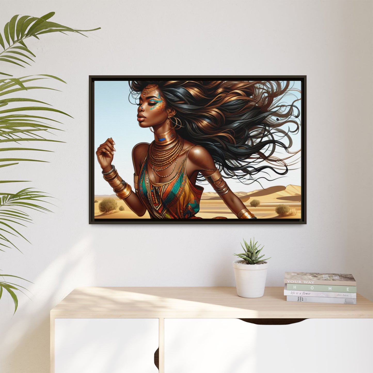Framed Matte Canvas Art Print - Bohemian Elegance for Home Decor, African Woman Portrait, Gift for Art Lovers, Wall Decoration, [...]