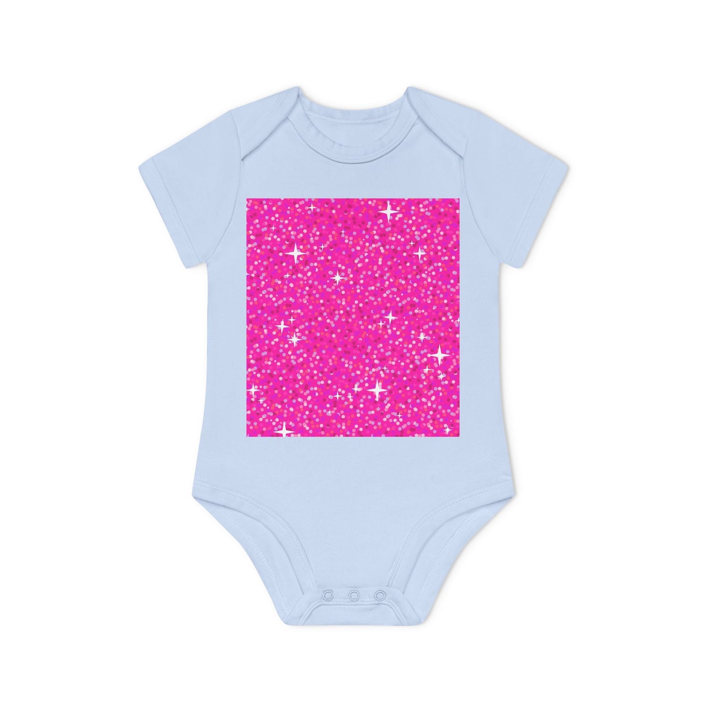 Baby Organic Bodysuit with Sparkling Pink Design, Baby Shower Gift, Cute Infant Clothing, Newborn Onesie, Eco-Friendly Baby Wear