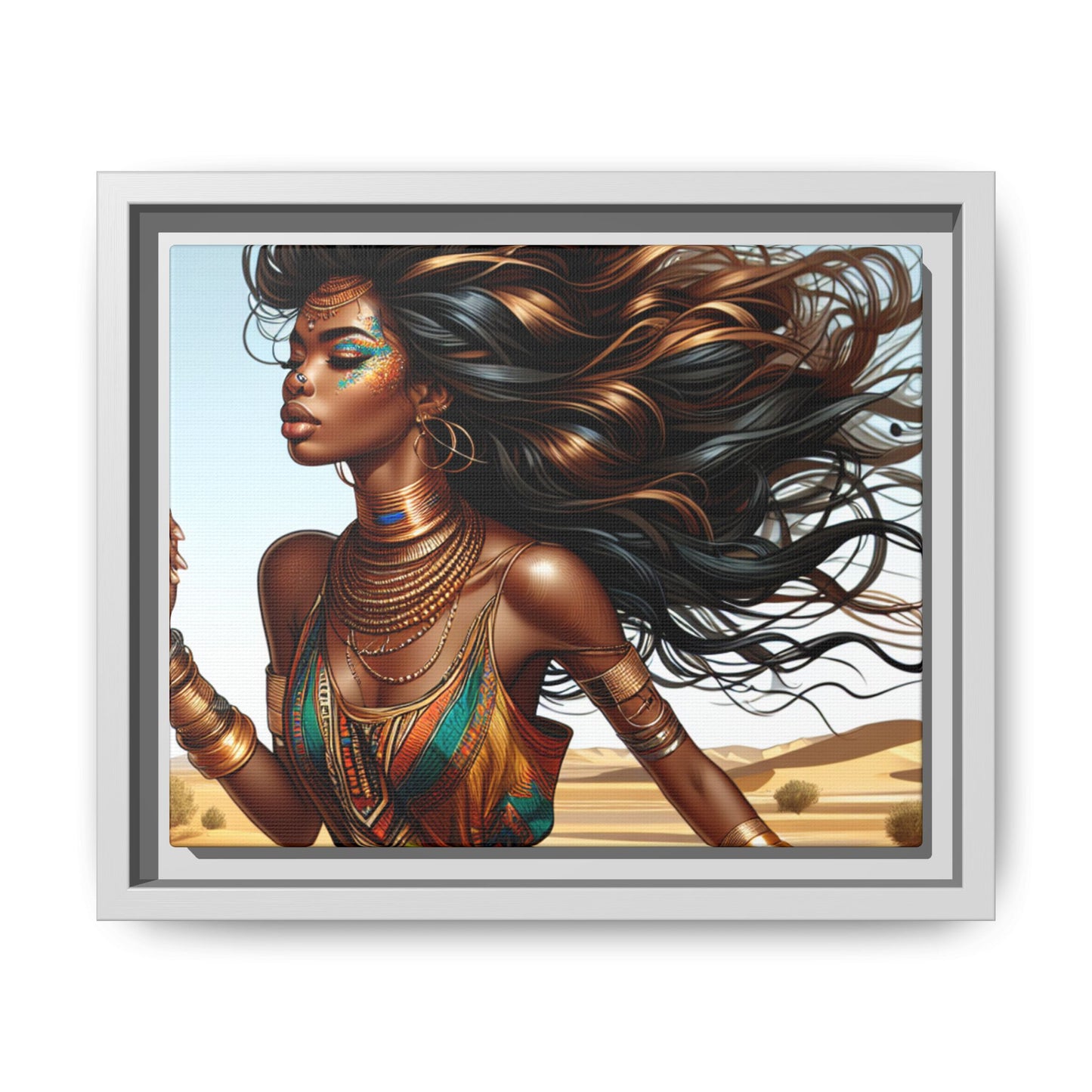 Framed Matte Canvas Art Print - Bohemian Elegance for Home Decor, African Woman Portrait, Gift for Art Lovers, Wall Decoration, [...]