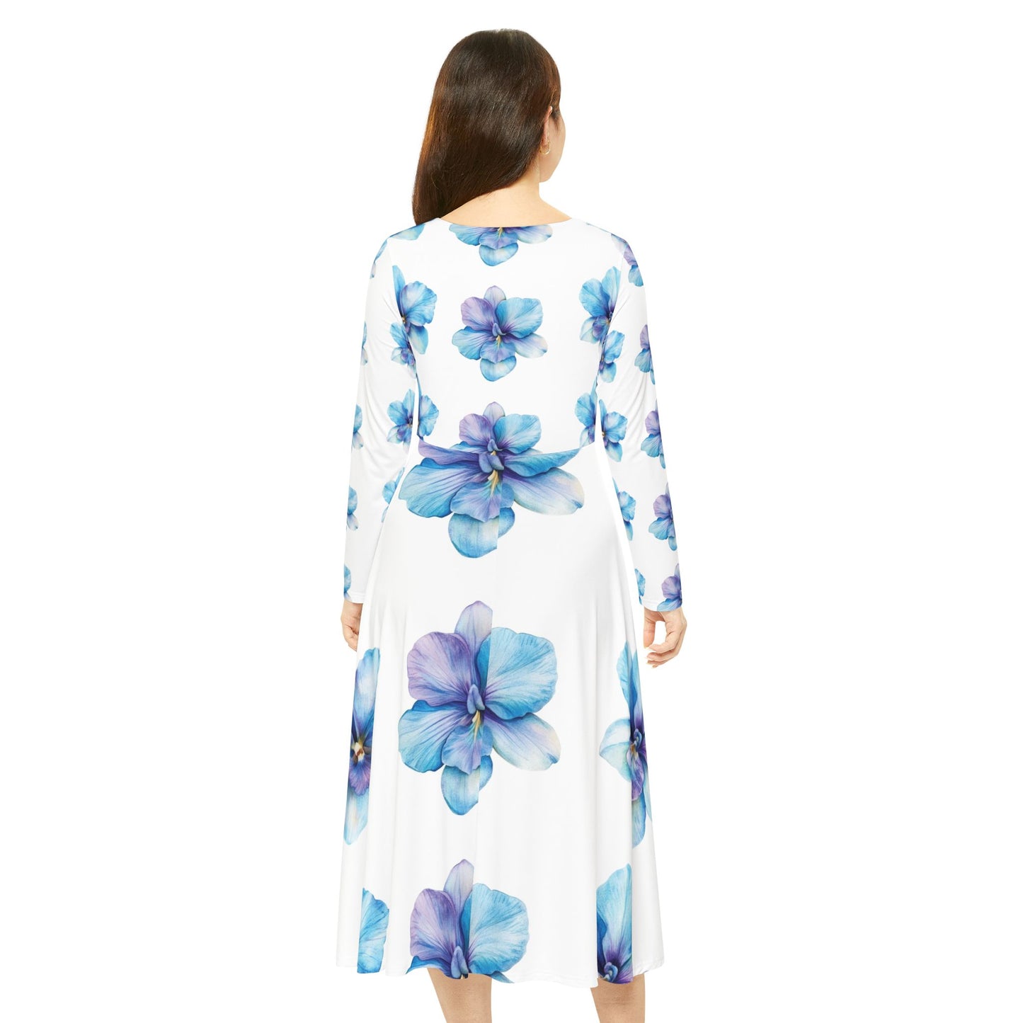 Floral Women's Long Sleeve Dance Dress, Elegant Floral Dress, Spring Dance Outfit, Girls' Party Dress, Date Night Dress, Birthday Dress