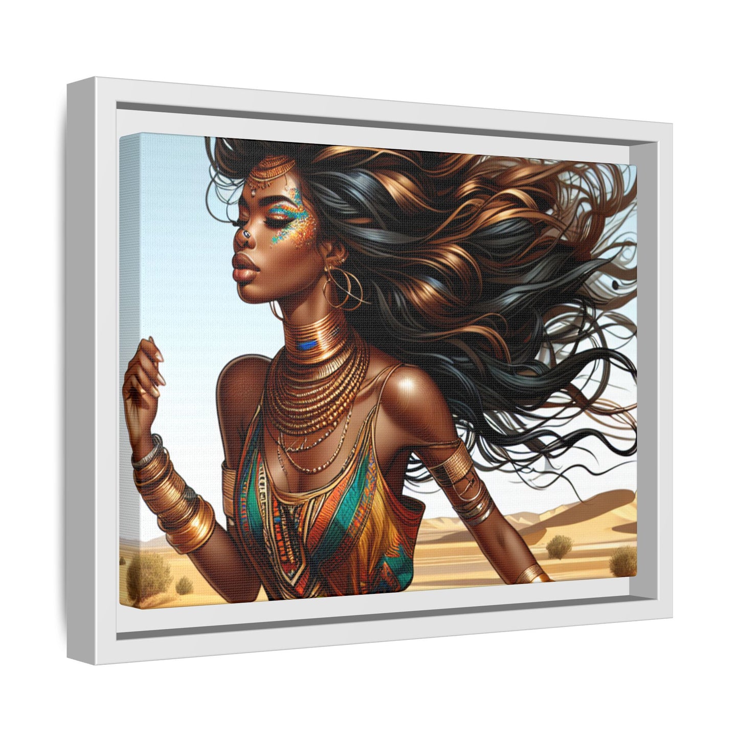 Framed Matte Canvas Art Print - Bohemian Elegance for Home Decor, African Woman Portrait, Gift for Art Lovers, Wall Decoration, [...]