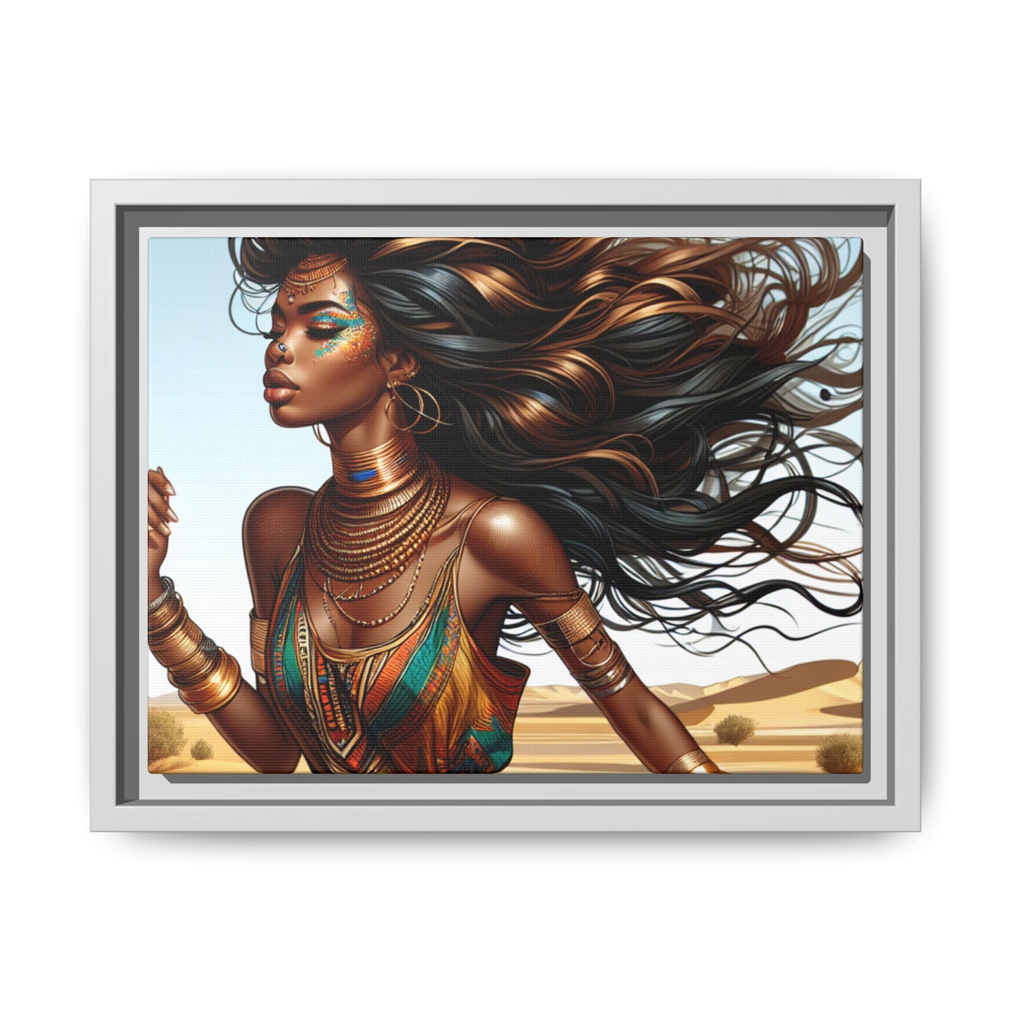 Framed Matte Canvas Art Print - Bohemian Elegance for Home Decor, African Woman Portrait, Gift for Art Lovers, Wall Decoration, [...]