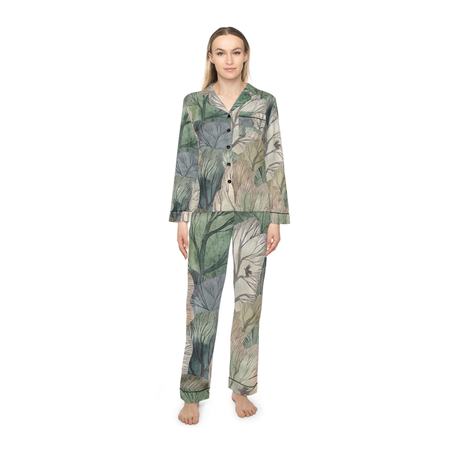 Eco-Friendly Women's Satin Pajamas, Luxurious Loungewear Set, Floral Satin PJs, Relaxation Outfit, Gift for Her, Sleepwear Set