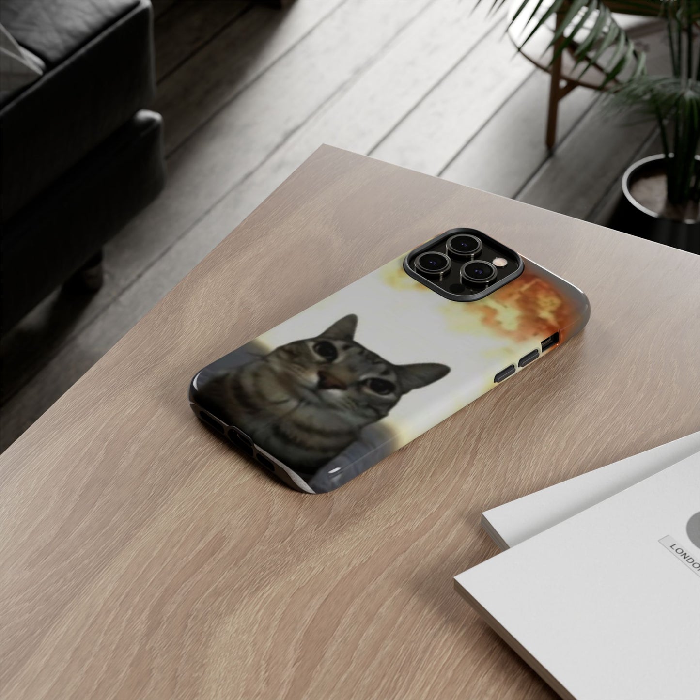 Cat-Themed Phone Case with Explosive Background, Tough Cases for Pet Lovers, Unique Gift for Cat Owners, Funny Animal Accessories, [...]