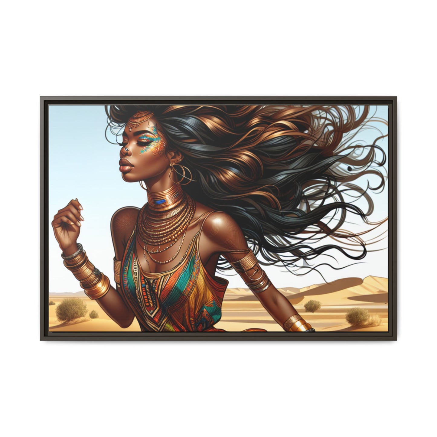 Framed Matte Canvas Art Print - Bohemian Elegance for Home Decor, African Woman Portrait, Gift for Art Lovers, Wall Decoration, [...]