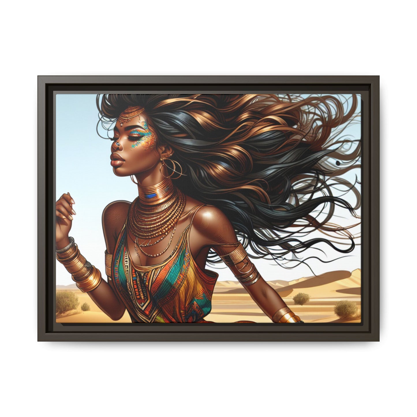 Framed Matte Canvas Art Print - Bohemian Elegance for Home Decor, African Woman Portrait, Gift for Art Lovers, Wall Decoration, [...]