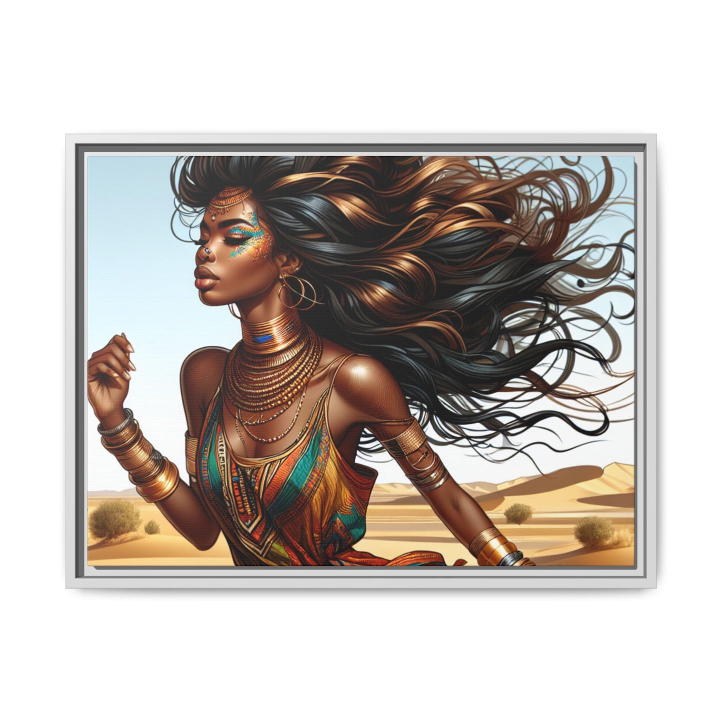 Framed Matte Canvas Art Print - Bohemian Elegance for Home Decor, African Woman Portrait, Gift for Art Lovers, Wall Decoration, [...]