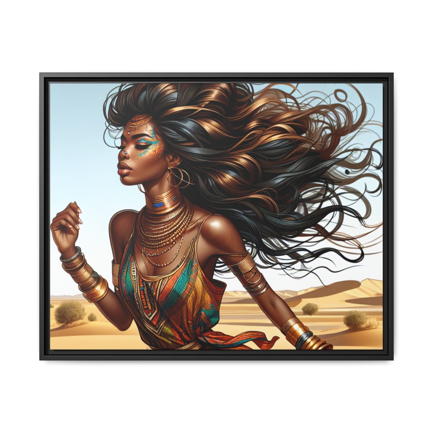 Framed Matte Canvas Art Print - Bohemian Elegance for Home Decor, African Woman Portrait, Gift for Art Lovers, Wall Decoration, [...]