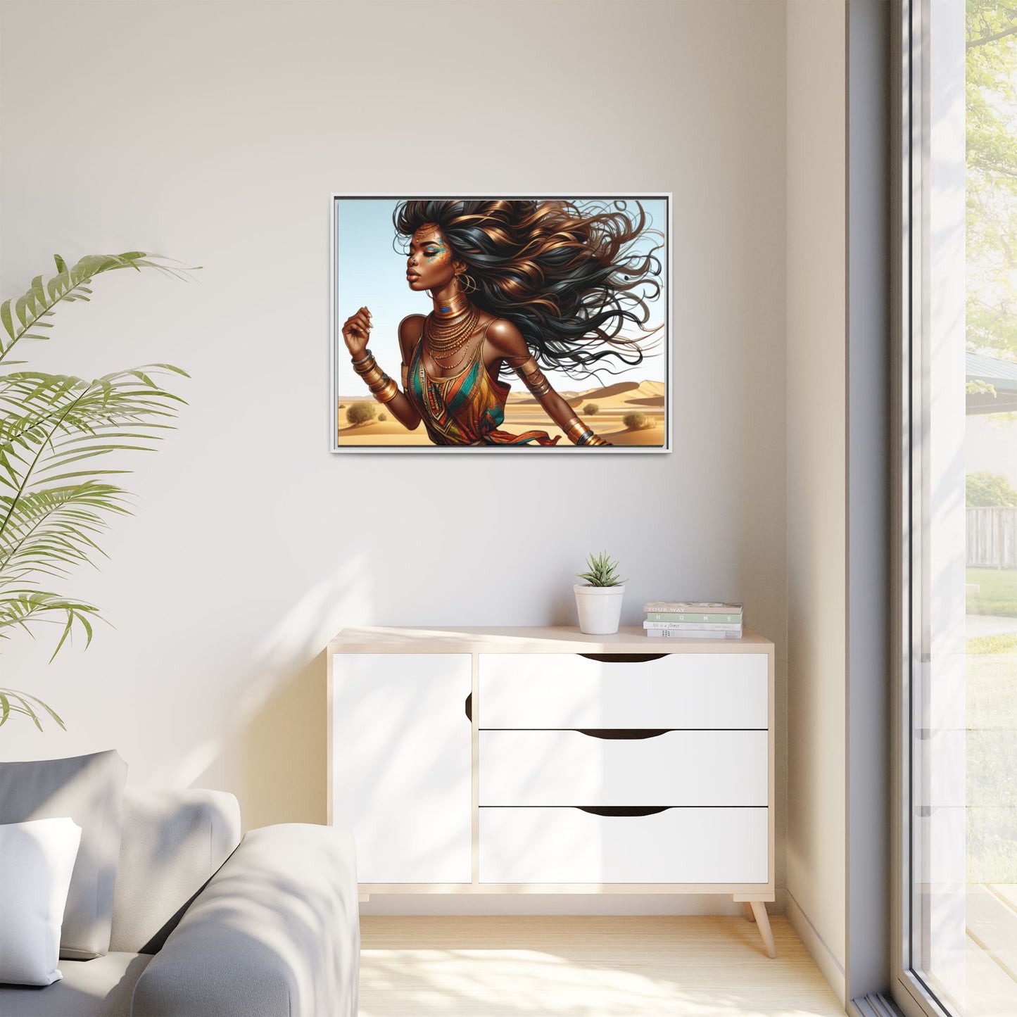 Framed Matte Canvas Art Print - Bohemian Elegance for Home Decor, African Woman Portrait, Gift for Art Lovers, Wall Decoration, [...]