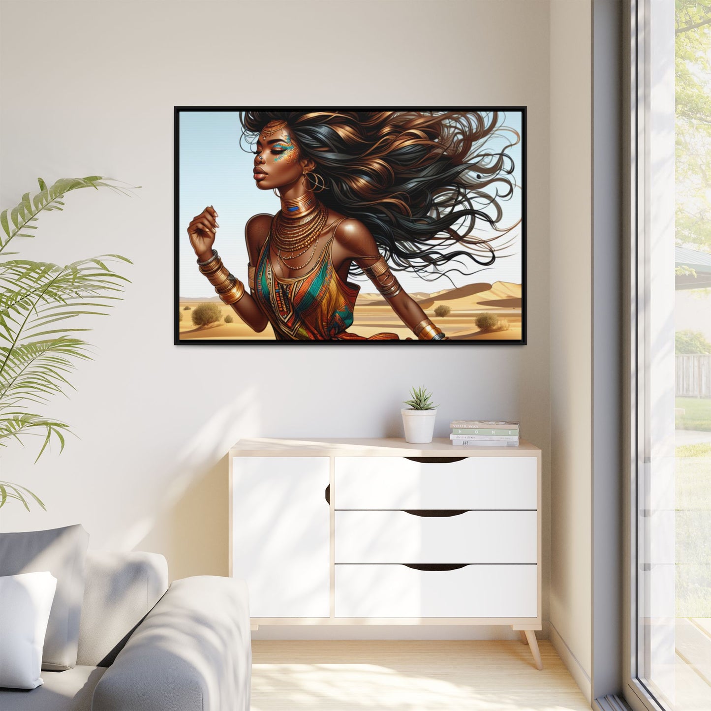 Framed Matte Canvas Art Print - Bohemian Elegance for Home Decor, African Woman Portrait, Gift for Art Lovers, Wall Decoration, [...]