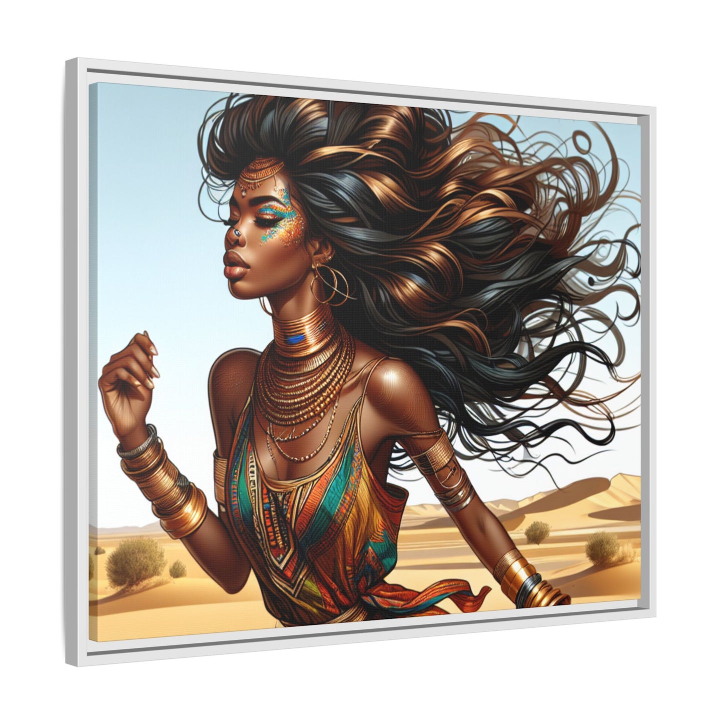 Framed Matte Canvas Art Print - Bohemian Elegance for Home Decor, African Woman Portrait, Gift for Art Lovers, Wall Decoration, [...]