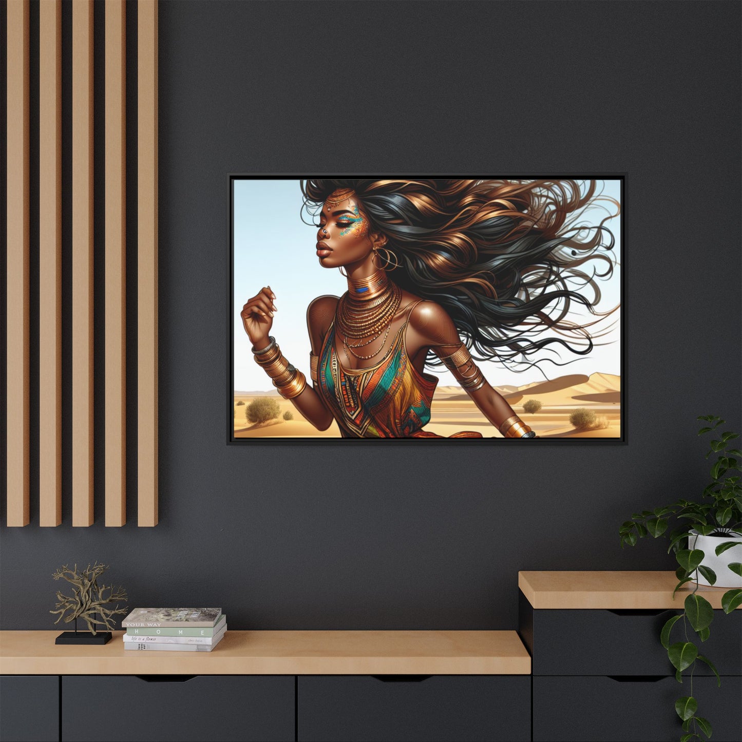 Framed Matte Canvas Art Print - Bohemian Elegance for Home Decor, African Woman Portrait, Gift for Art Lovers, Wall Decoration, [...]