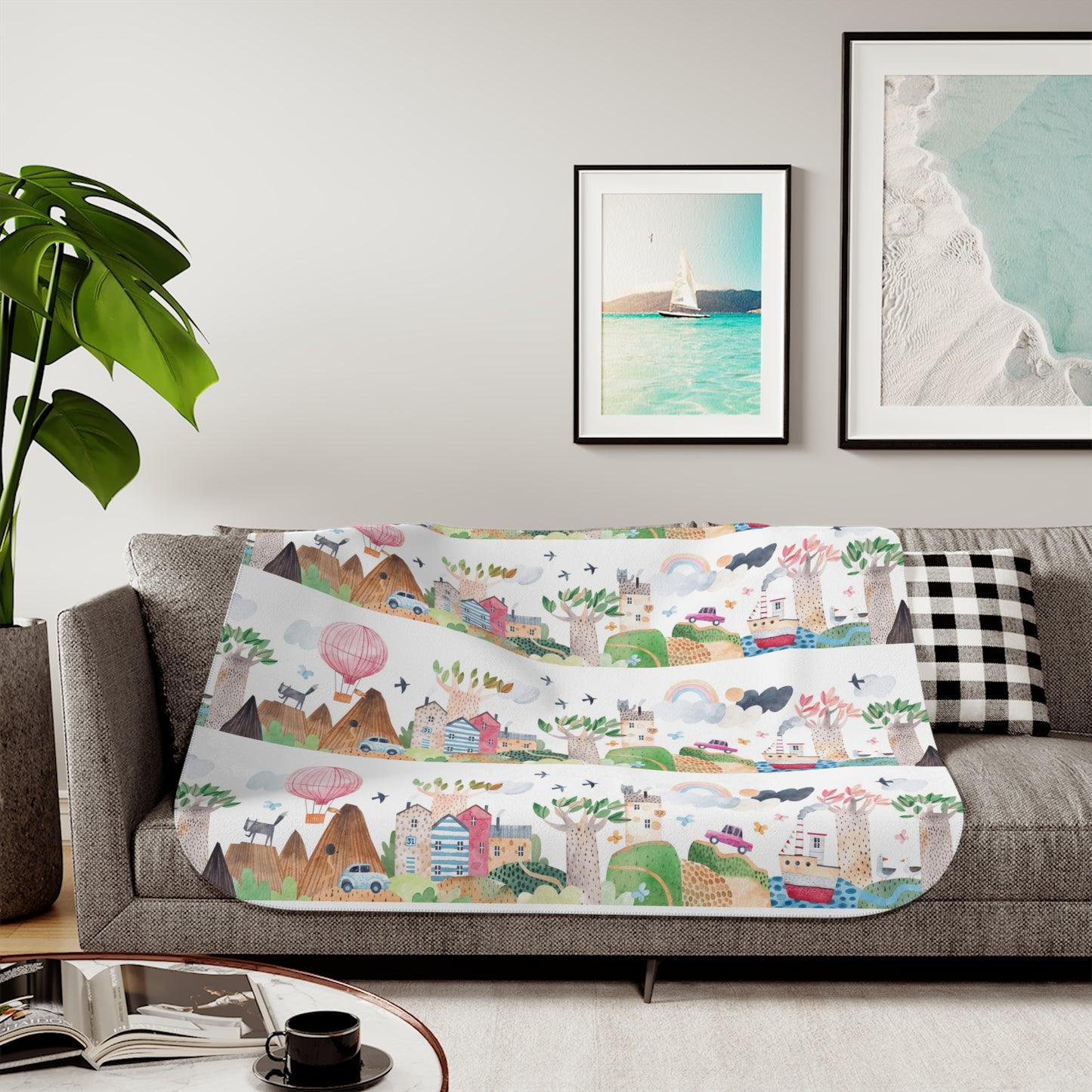 Cozy Sherpa Blanket for Comfort and Decor, Soft Throw Blanket, Travel Blanket, Gift for Home, Two-Tone Warmth