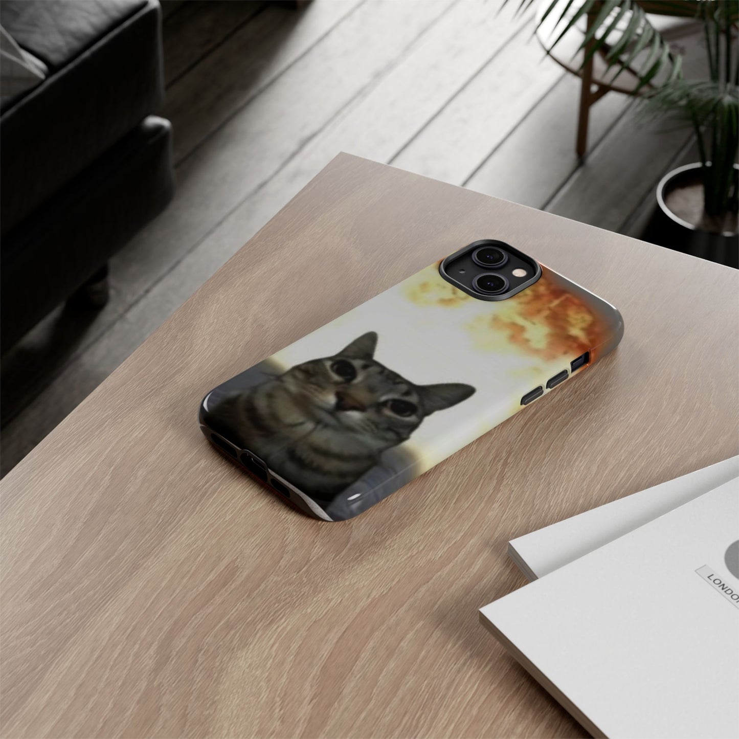 Cat-Themed Phone Case with Explosive Background, Tough Cases for Pet Lovers, Unique Gift for Cat Owners, Funny Animal Accessories, [...]