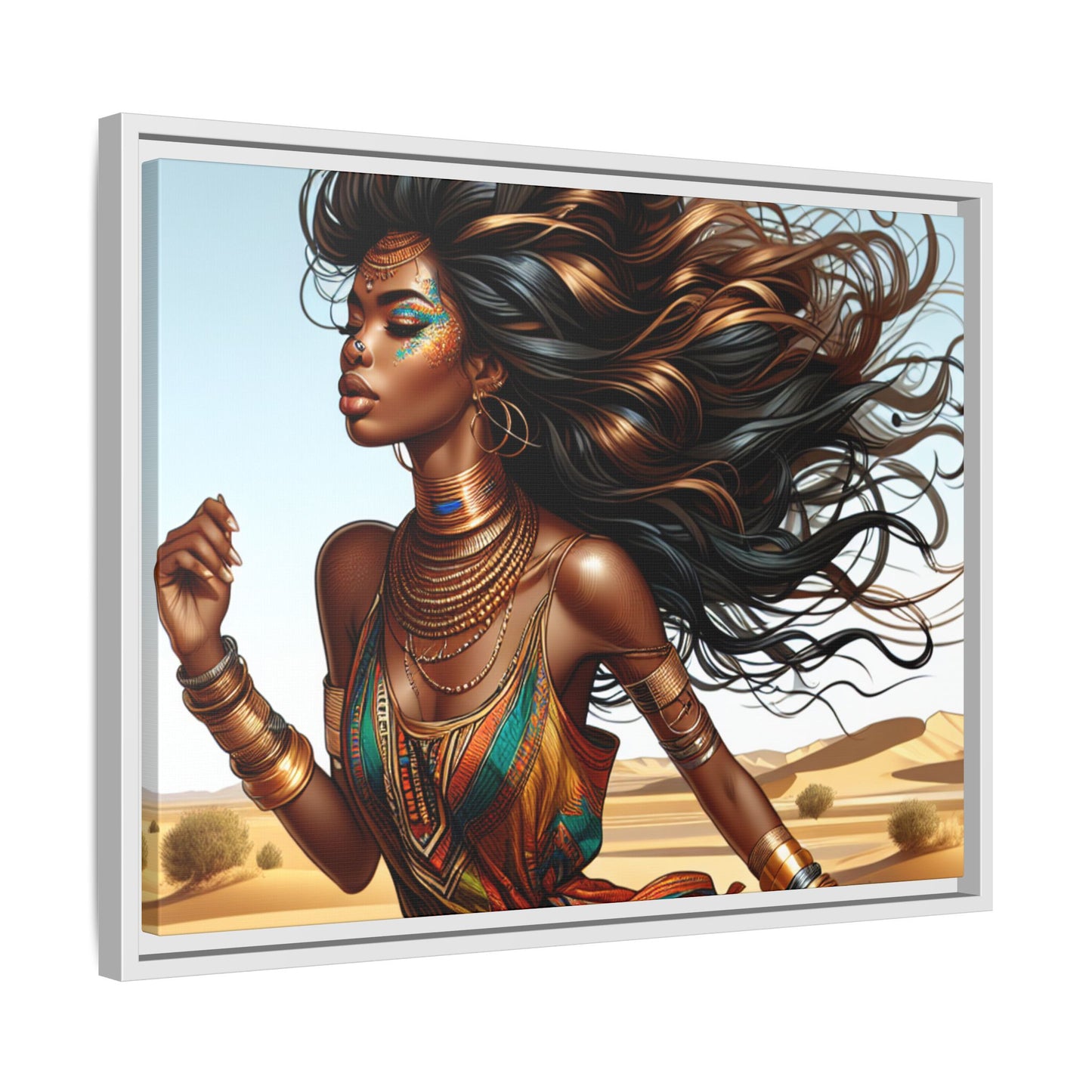 Framed Matte Canvas Art Print - Bohemian Elegance for Home Decor, African Woman Portrait, Gift for Art Lovers, Wall Decoration, [...]