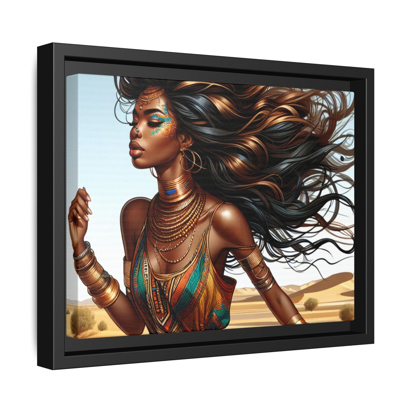 Framed Matte Canvas Art Print - Bohemian Elegance for Home Decor, African Woman Portrait, Gift for Art Lovers, Wall Decoration, [...]