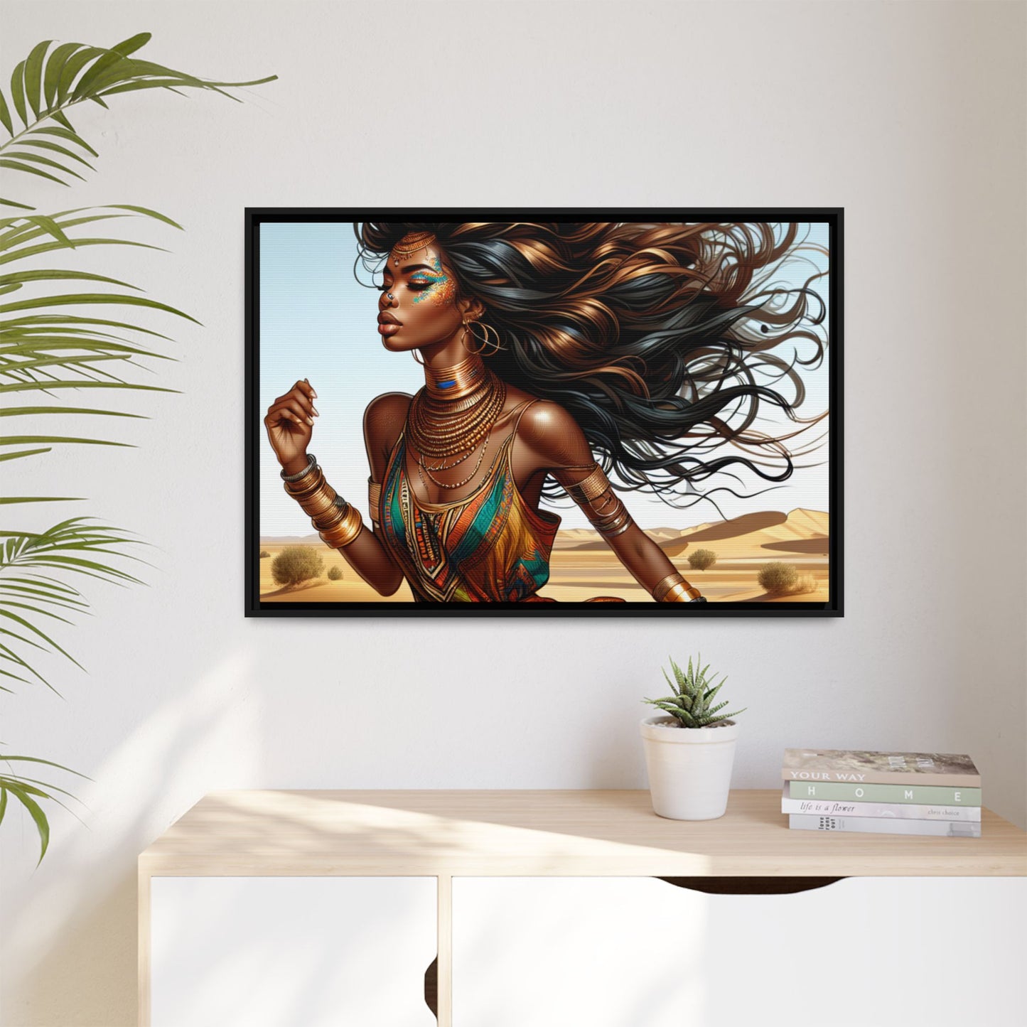 Framed Matte Canvas Art Print - Bohemian Elegance for Home Decor, African Woman Portrait, Gift for Art Lovers, Wall Decoration, [...]