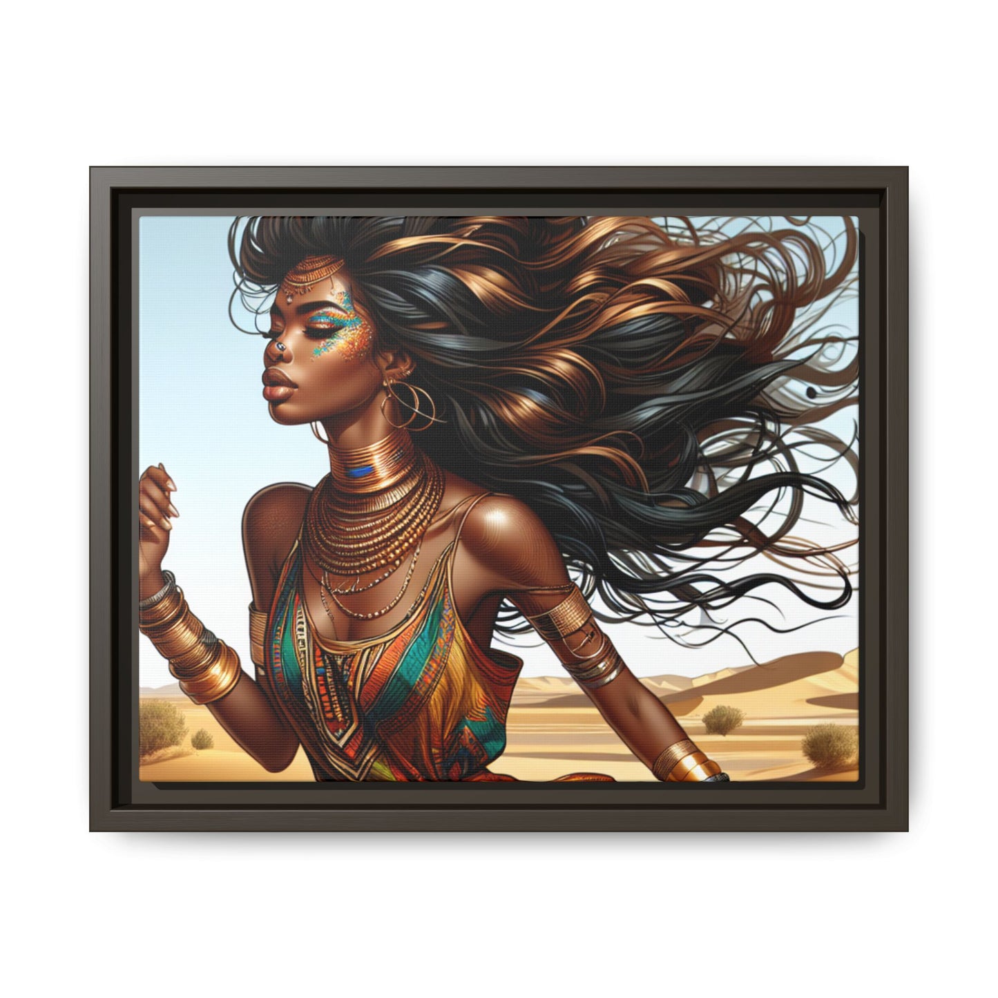 Framed Matte Canvas Art Print - Bohemian Elegance for Home Decor, African Woman Portrait, Gift for Art Lovers, Wall Decoration, [...]