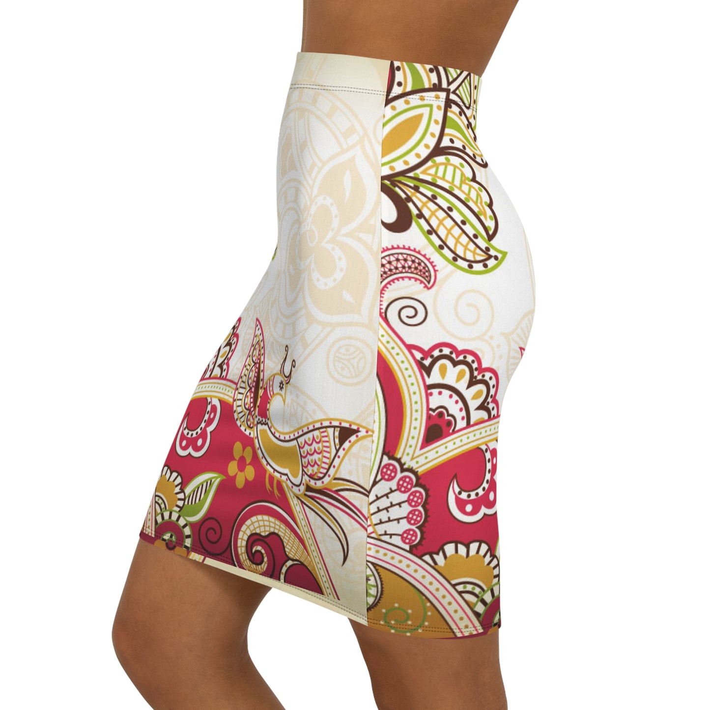 Stylish Women's Pencil Skirt, Mid-Waist Floral Skirt for Casual Wear, Summer Fashion, Vibrant Party Outfit, Unique Gift Idea